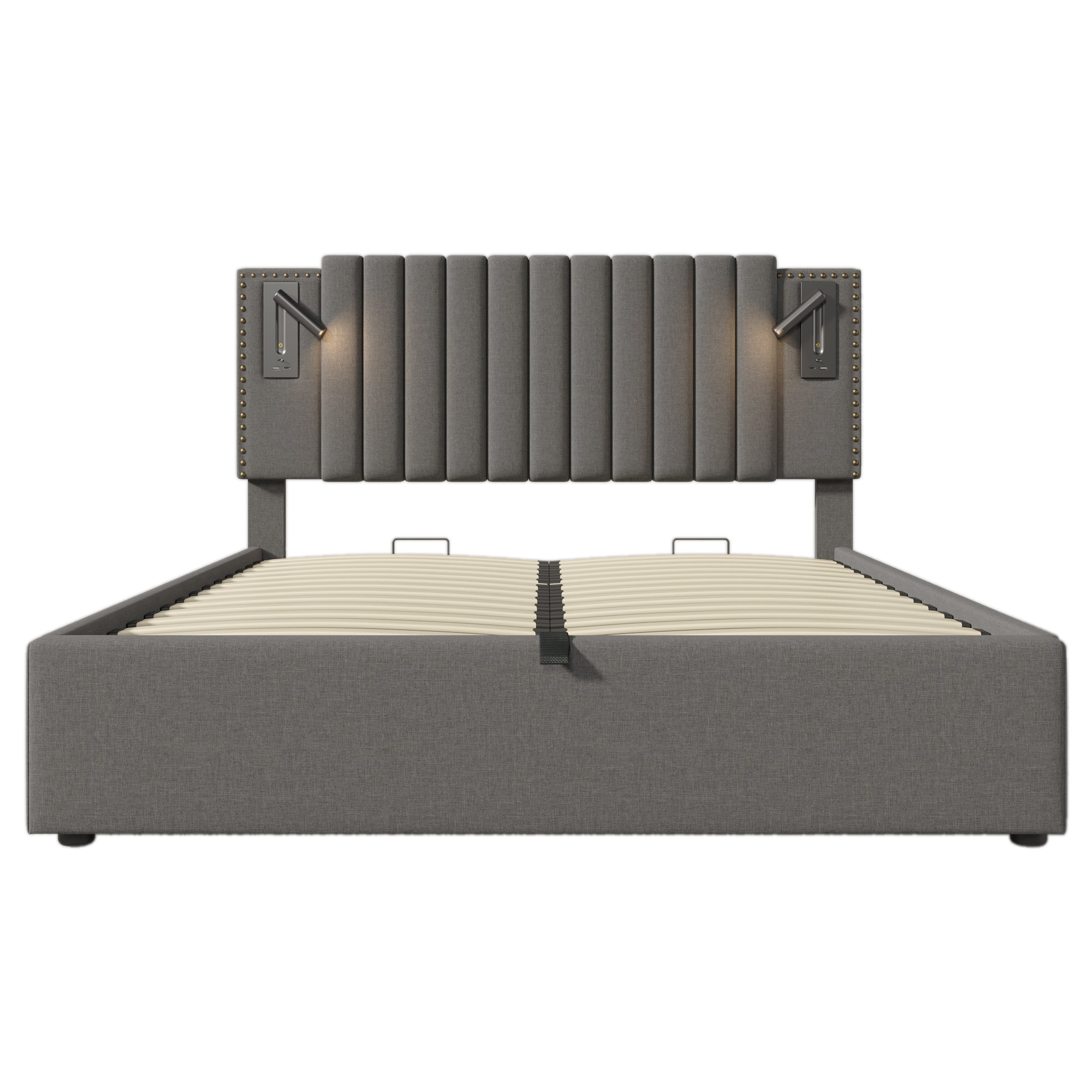 Logidon gestoffeerd bed 160x200 met opbergruimte bedbox LED-lampje USB opladen