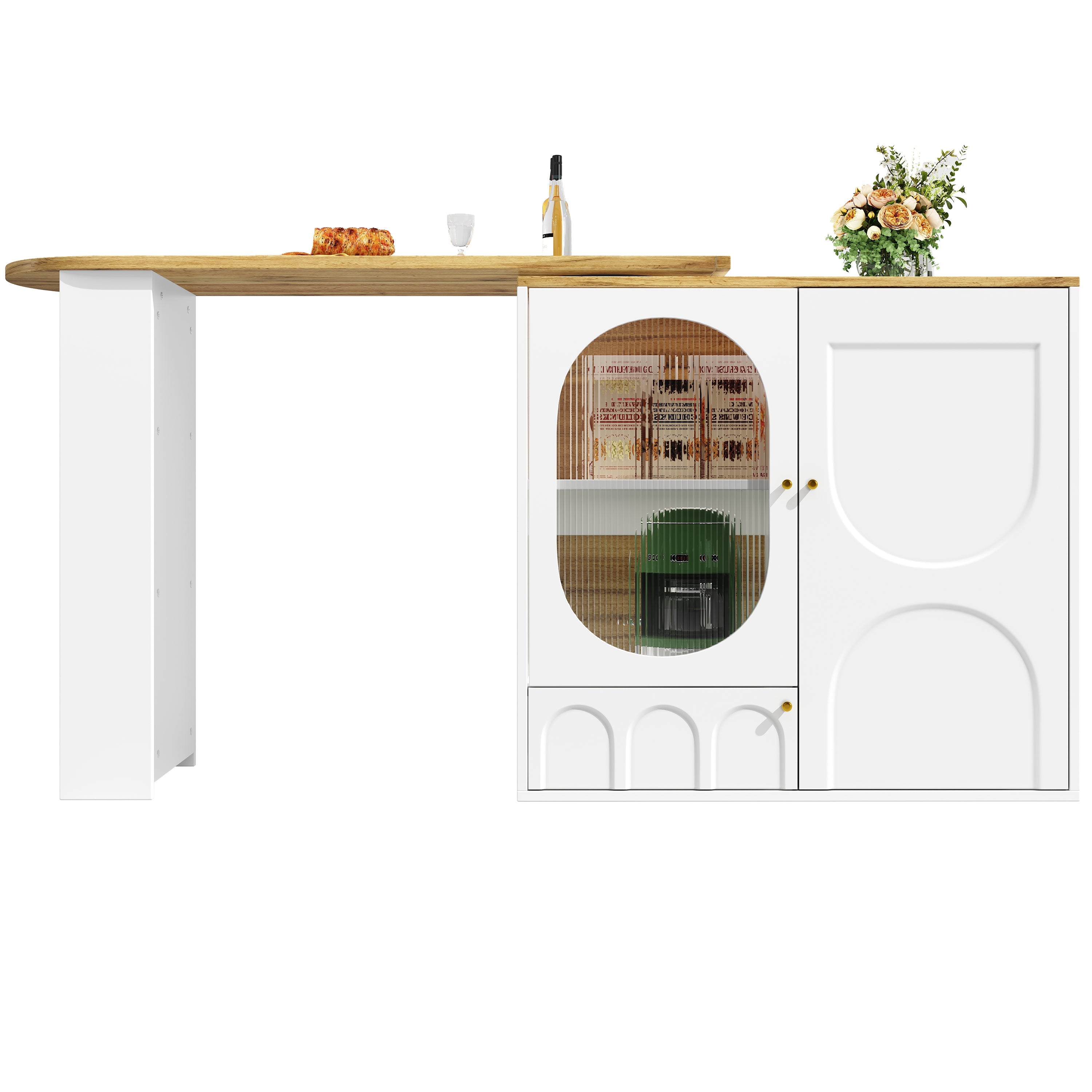 Logidon 360° Draaibare Bartafel Keukeneiland Wit Zwart Met Opbergruimte