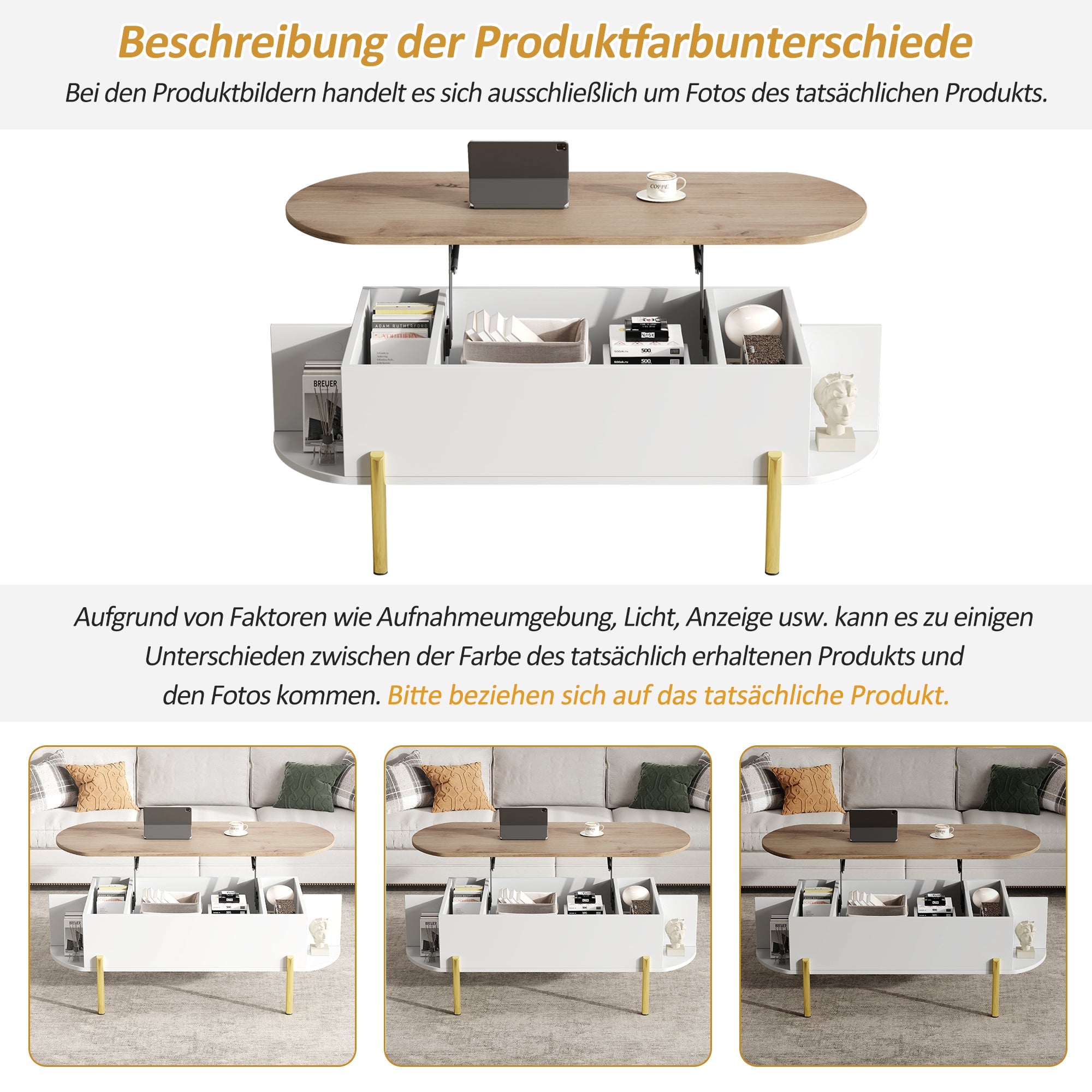 Logidon Verstelbare Salontafel 120x50x43 cm Met Opbergruimte Wit Hout