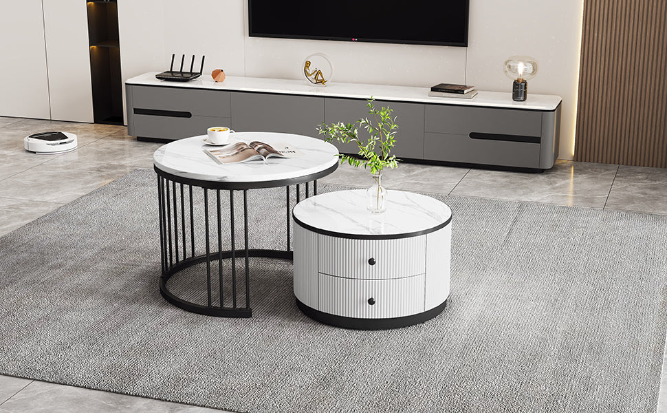 Logidon Elegante salontafelset in nestvorm wit 60x60 en 50x50