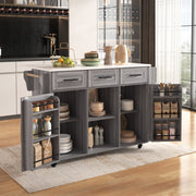 Logidon serving trolley gray wood look with folding table top and storage space