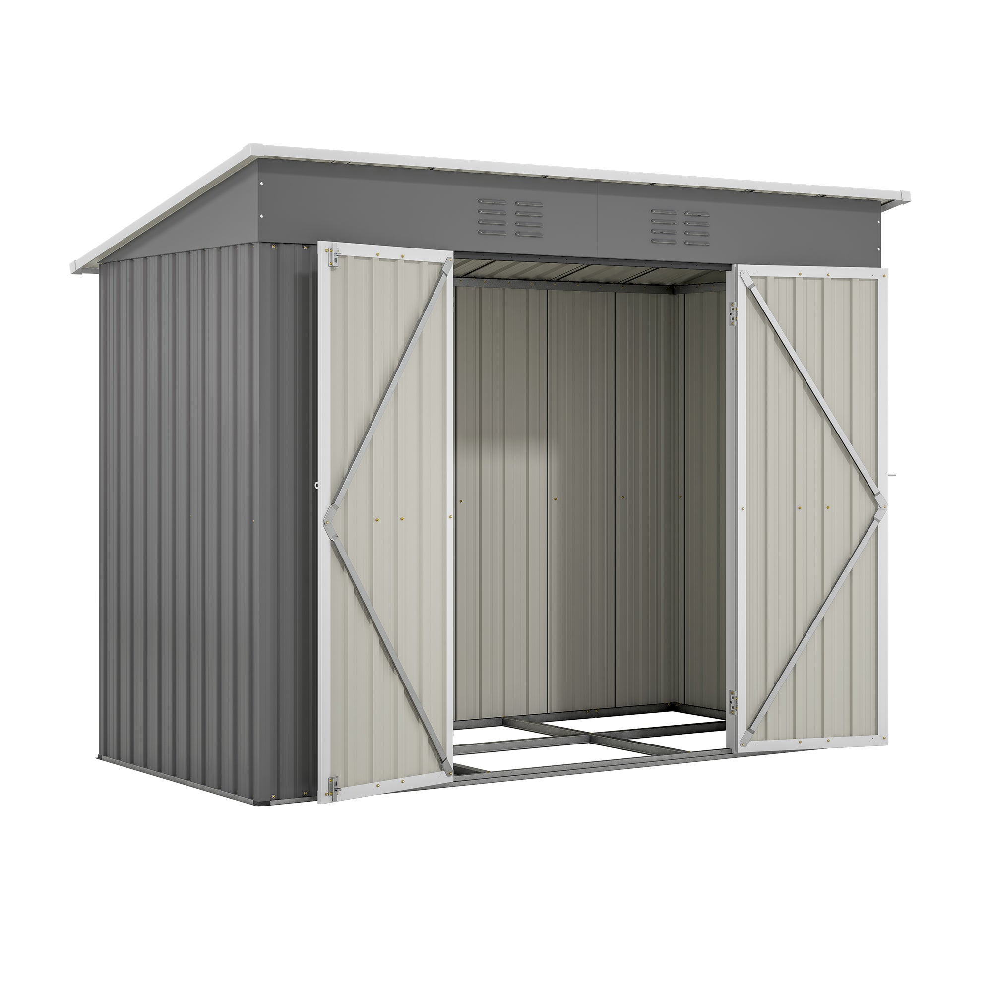 Logidon 8x4 Ft metalen gereedschapsschuur grijs met fundering weerbestendig