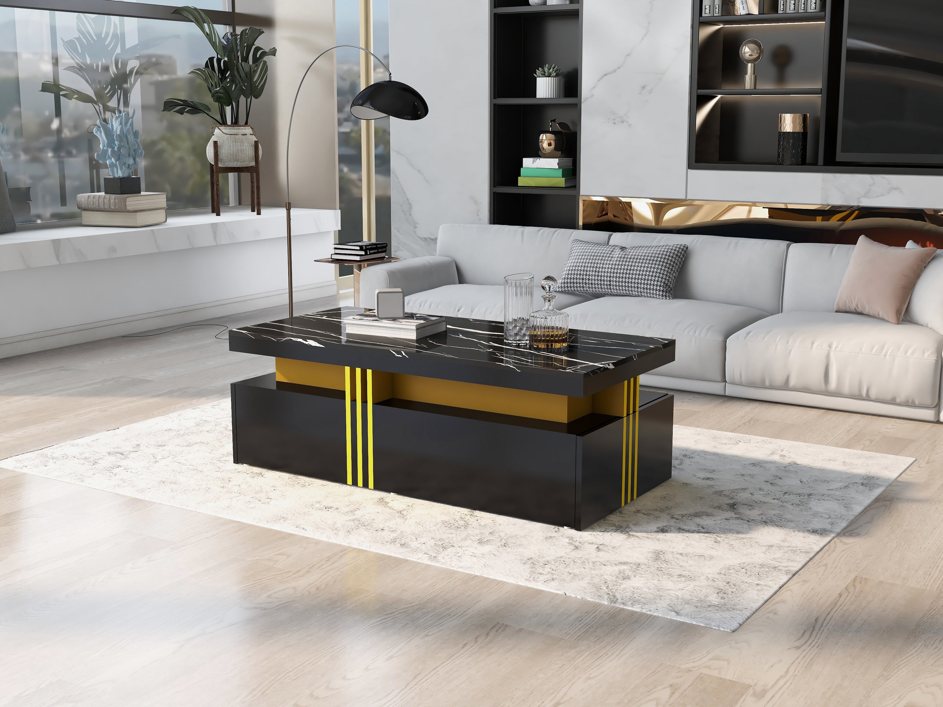 Logidon Moderne Rechthoekige Salontafel Met Hoogglans Blad 100x50 cm