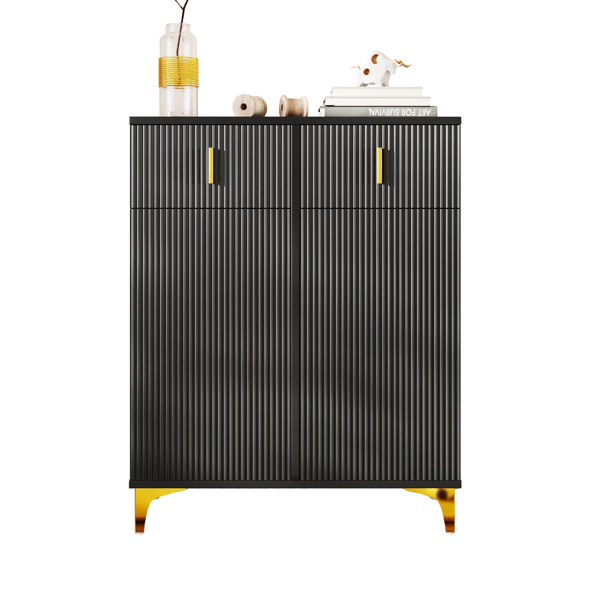 Logidon Elegant Sideboard Black Structure Panels Adjustable Shelves