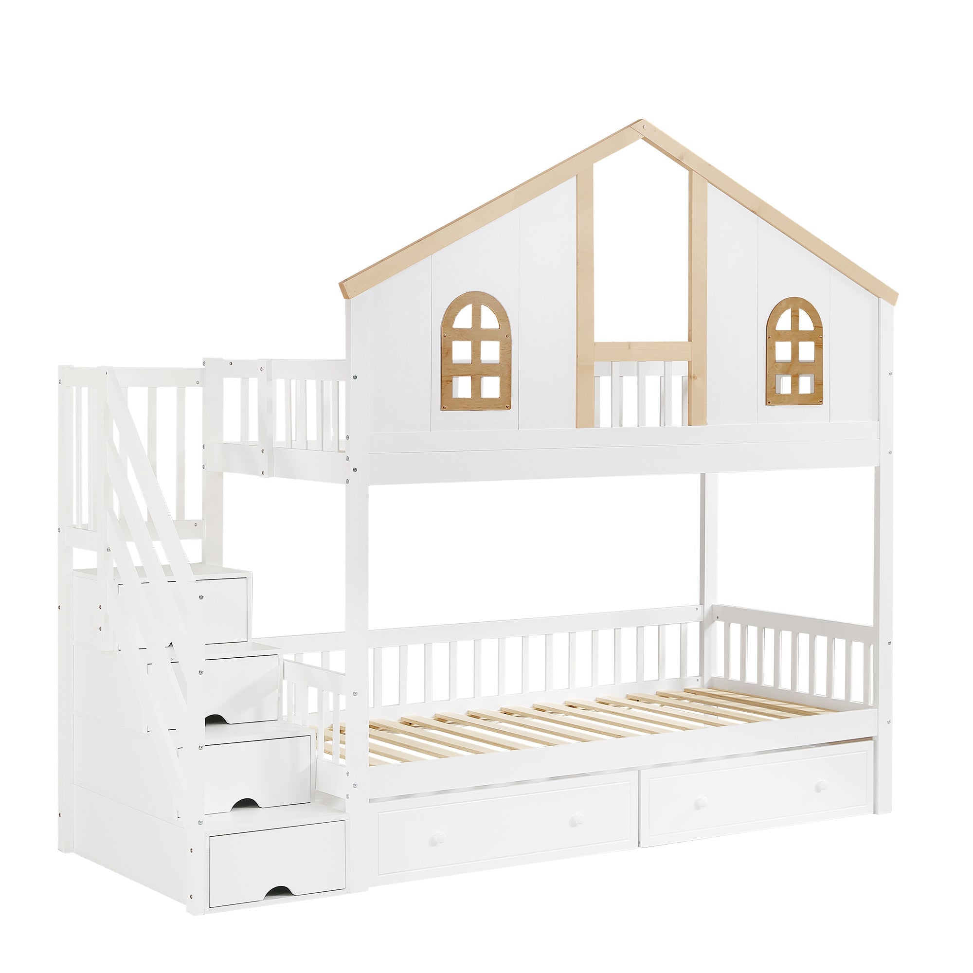 Logidon stapelbed kinderbed wit naturel 90x200 cm met raam