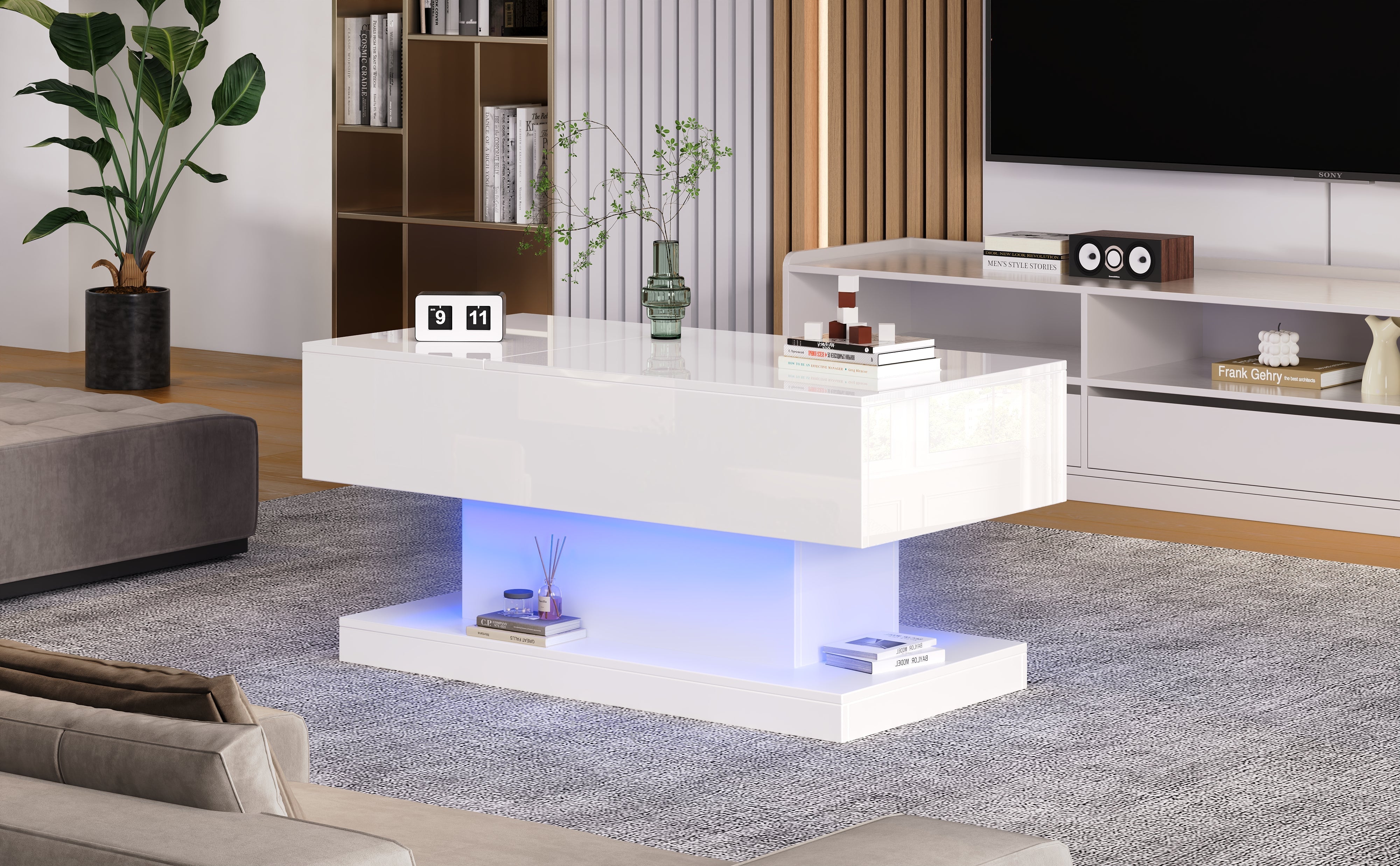Logidon witte heftafel 100x50x45 met LED verlichting hydraulisch