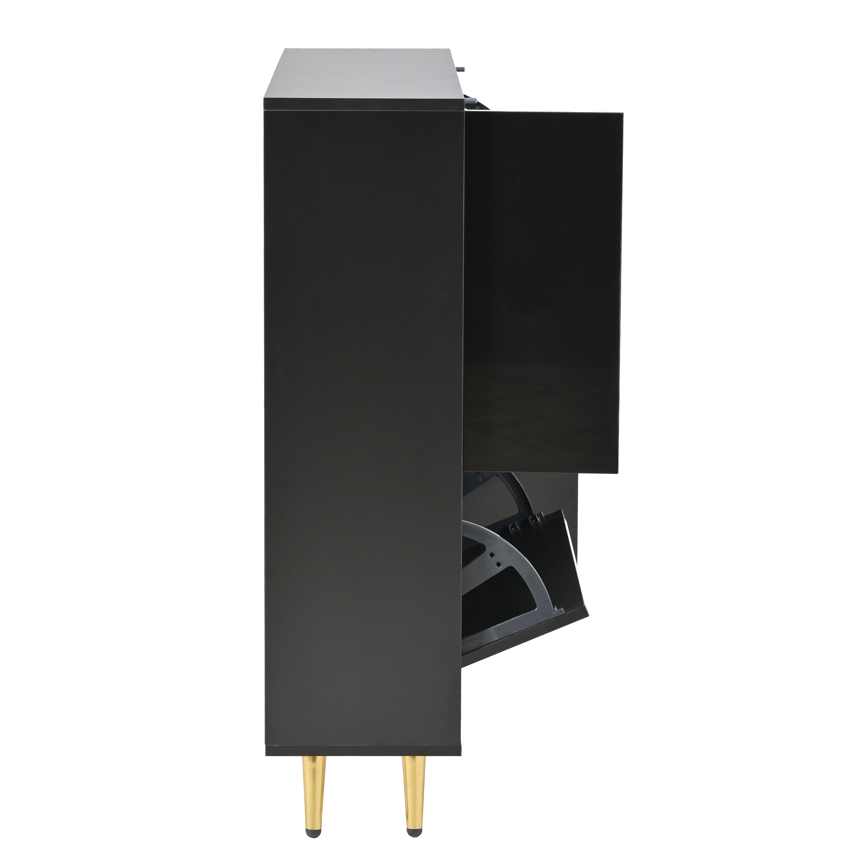 Logidon Moderne Schoenenkast Zwart Hoogglans LED 80x25x96 cm