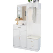 Logidon Moderne Kledingkastcombinatie Met Spiegel Wit 110x33x185 cm