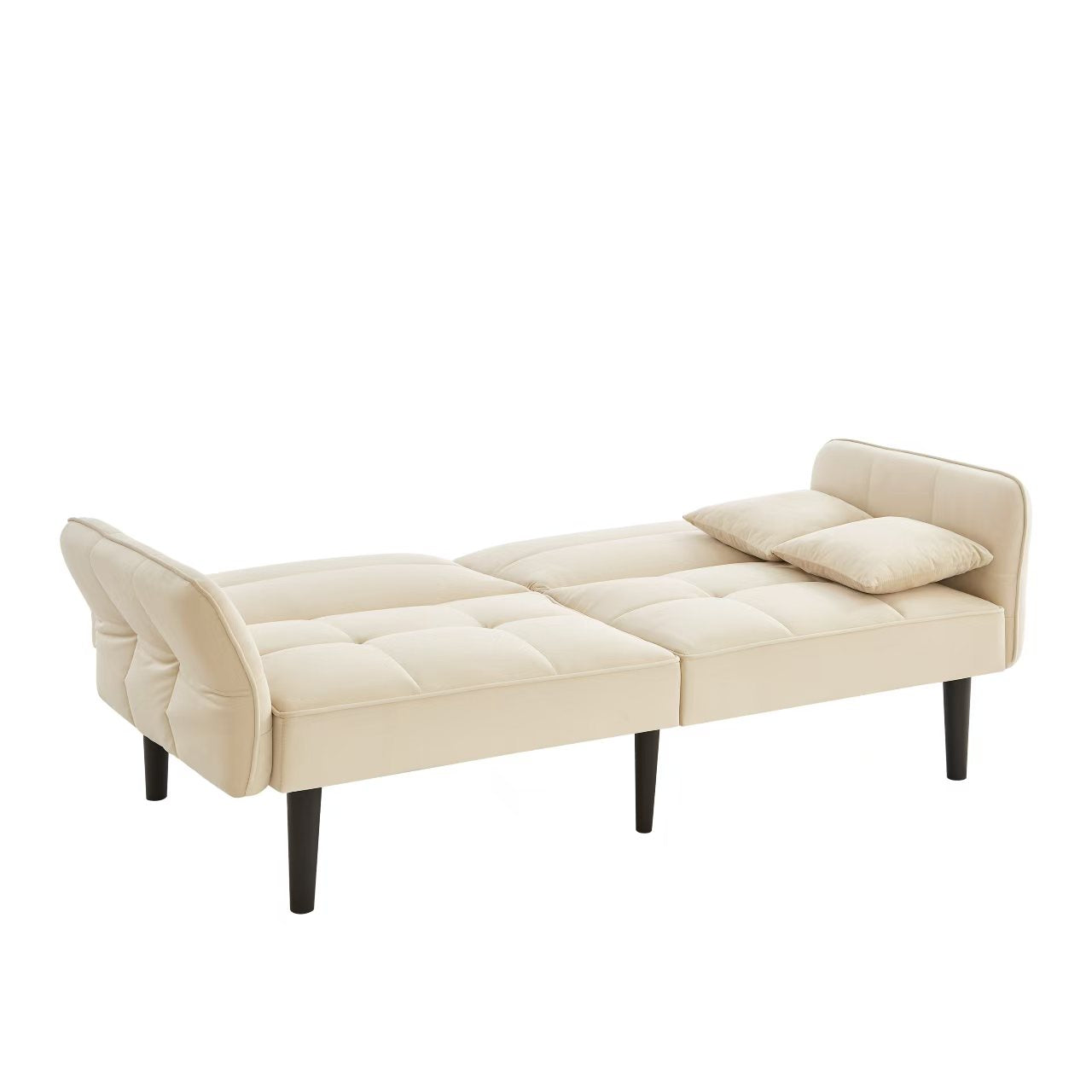 Logidon 2-in-1 slaapbank beige fluwelen hoes verstelbare tweezits