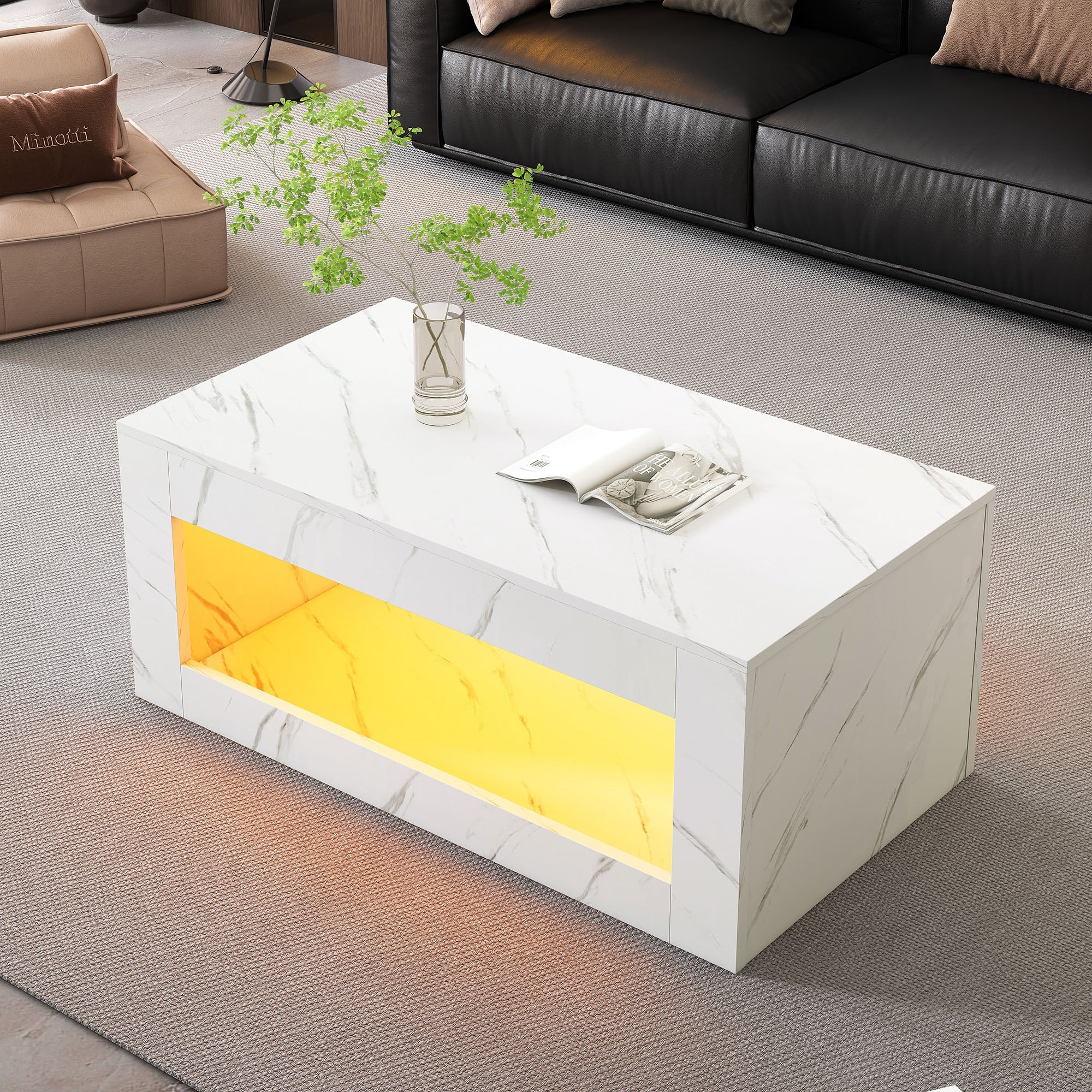 Logidon LED salontafel wit hoogglans marmer effect met afstandsbediening