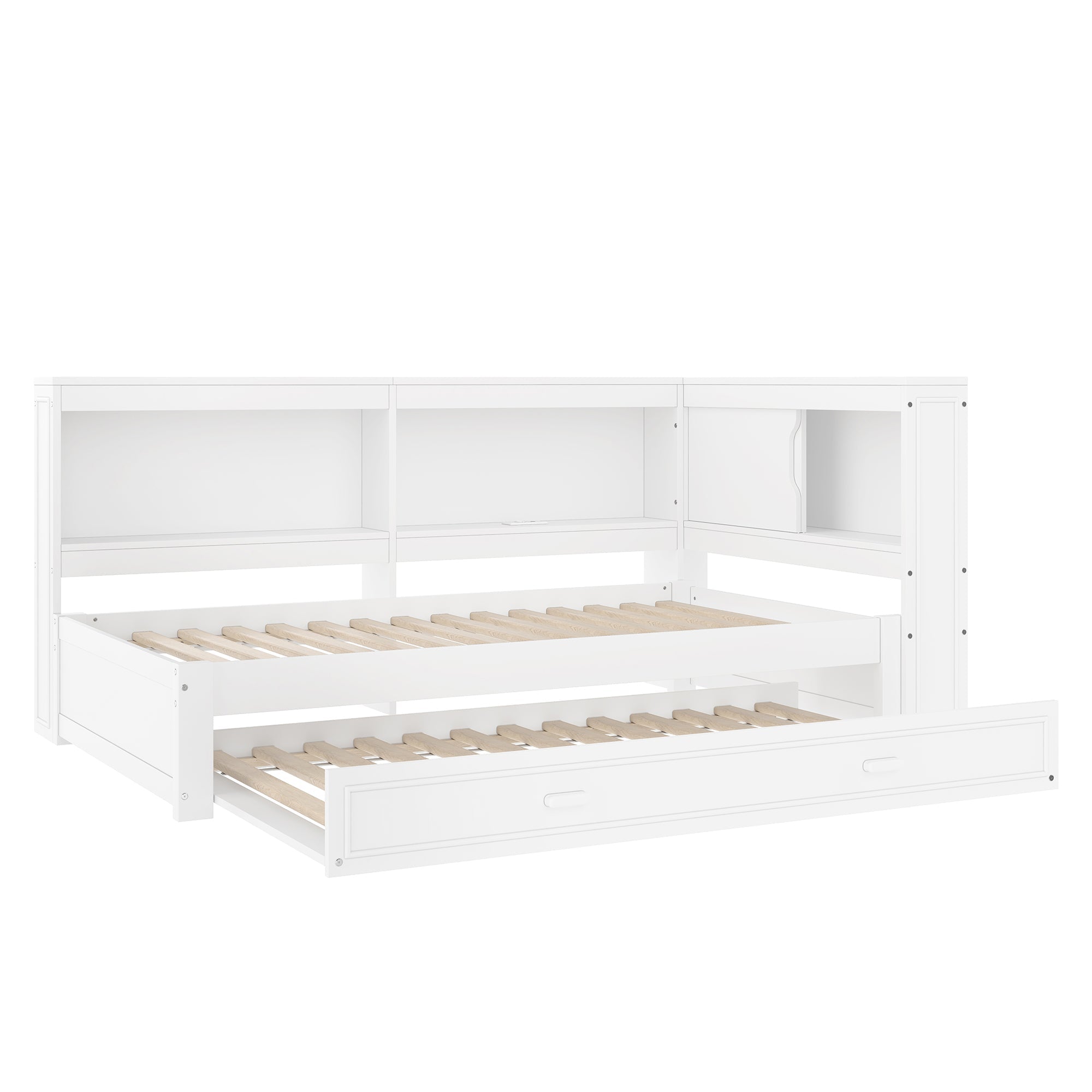 Logidon Dagbed 90x200 cm Wit Uitschuifbed Slaapbank USB LED