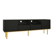 Logidon Modern TV-meubel 165 cm Zwart met Gouden Voeten en Rand