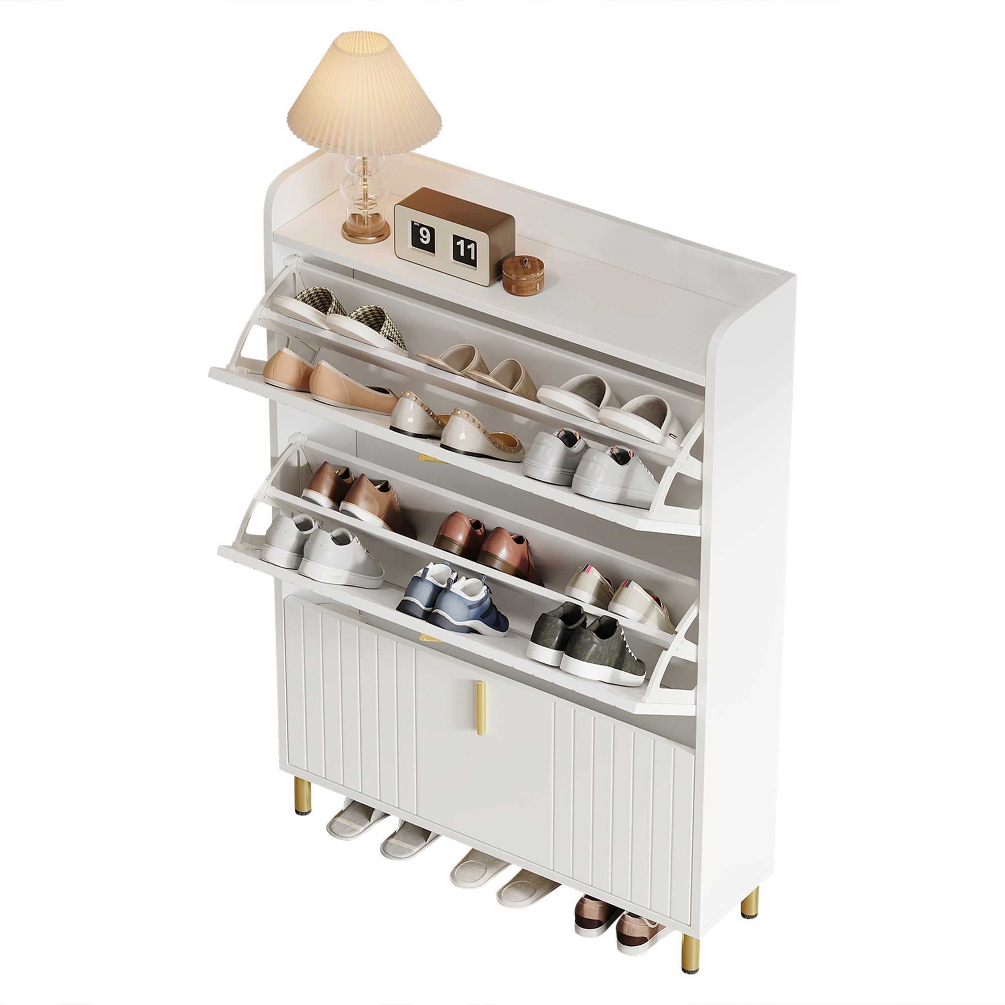 Logidon schoenenkast wit 3 kleppen, 6 vakken, 80x23x123 cm