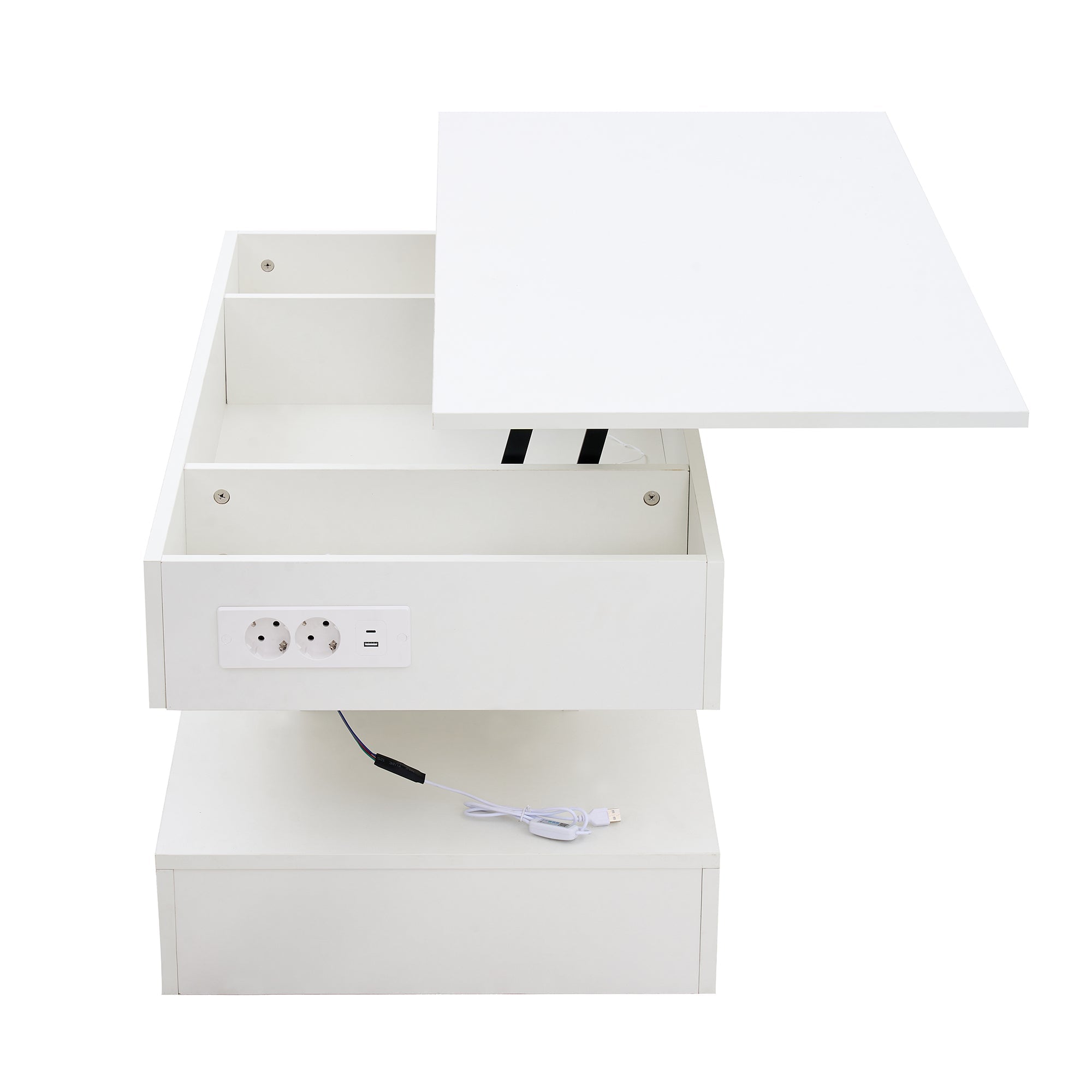 Logidon salontafel LED-verlichting en opbergruimte wit 100x50 cm