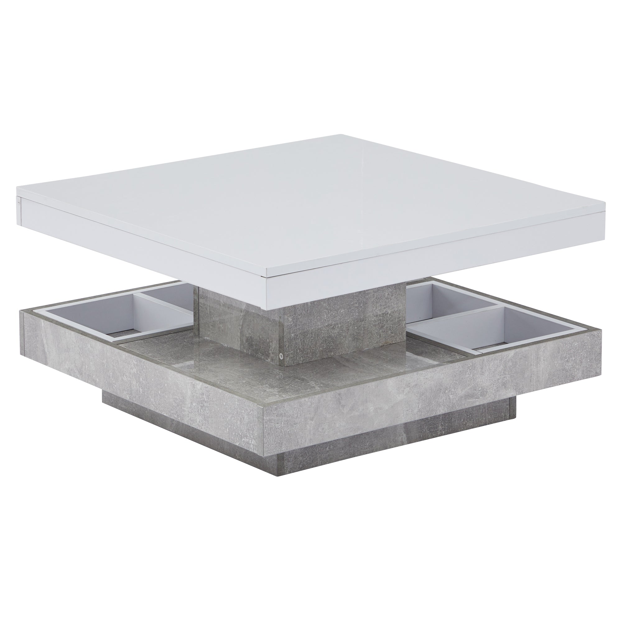Logidon 360 graden draaibare salontafel 70x70x36 cm wit hoogglans