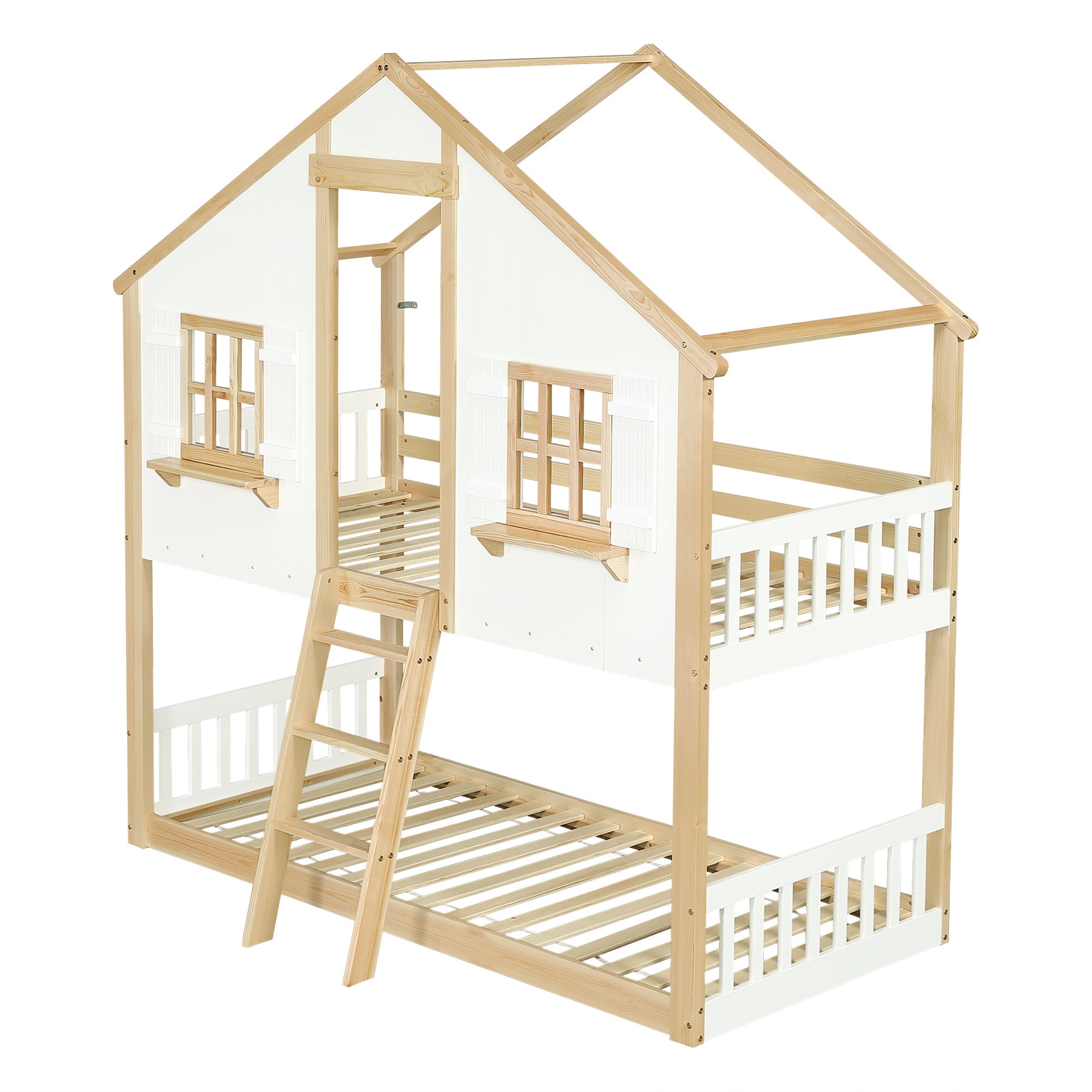 Logidon stapelbed 90x200 cm wit naturel met veiligheidsrailing