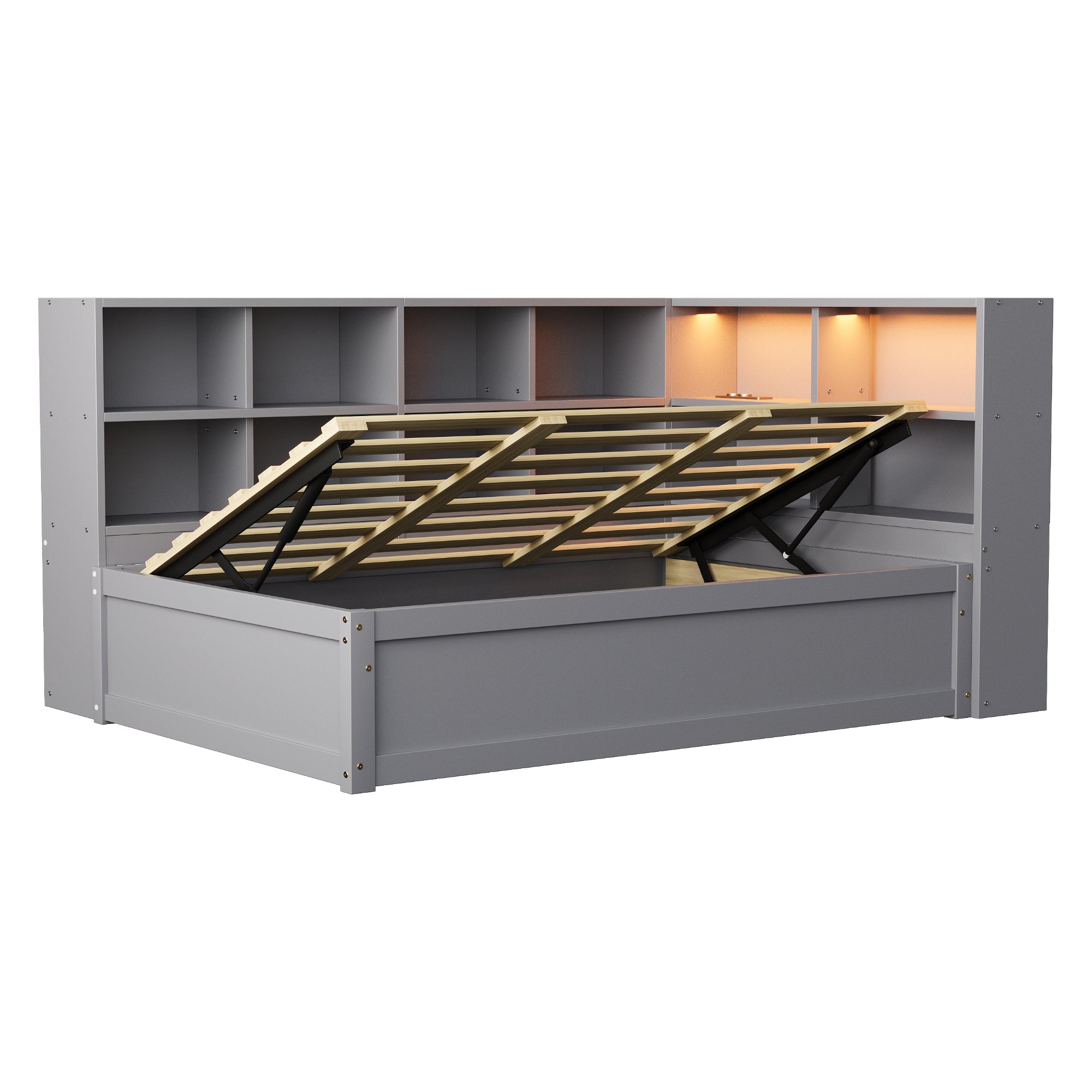 Logidon slaapbank 90x200 grijs met meerdere stopcontacten en opbergvakken