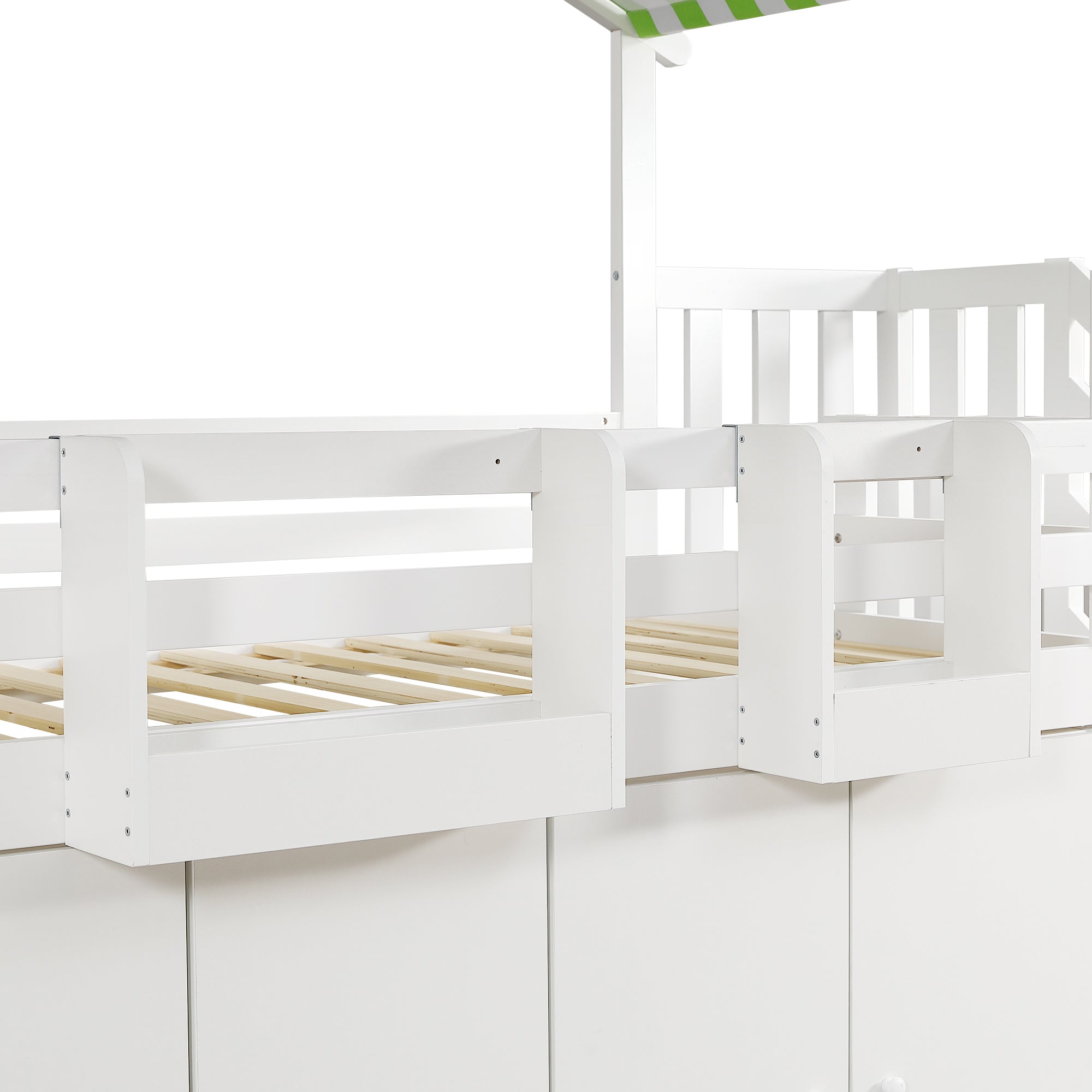 Logidon Kinderstapelbed 90x200 cm witgroen met kledingkast