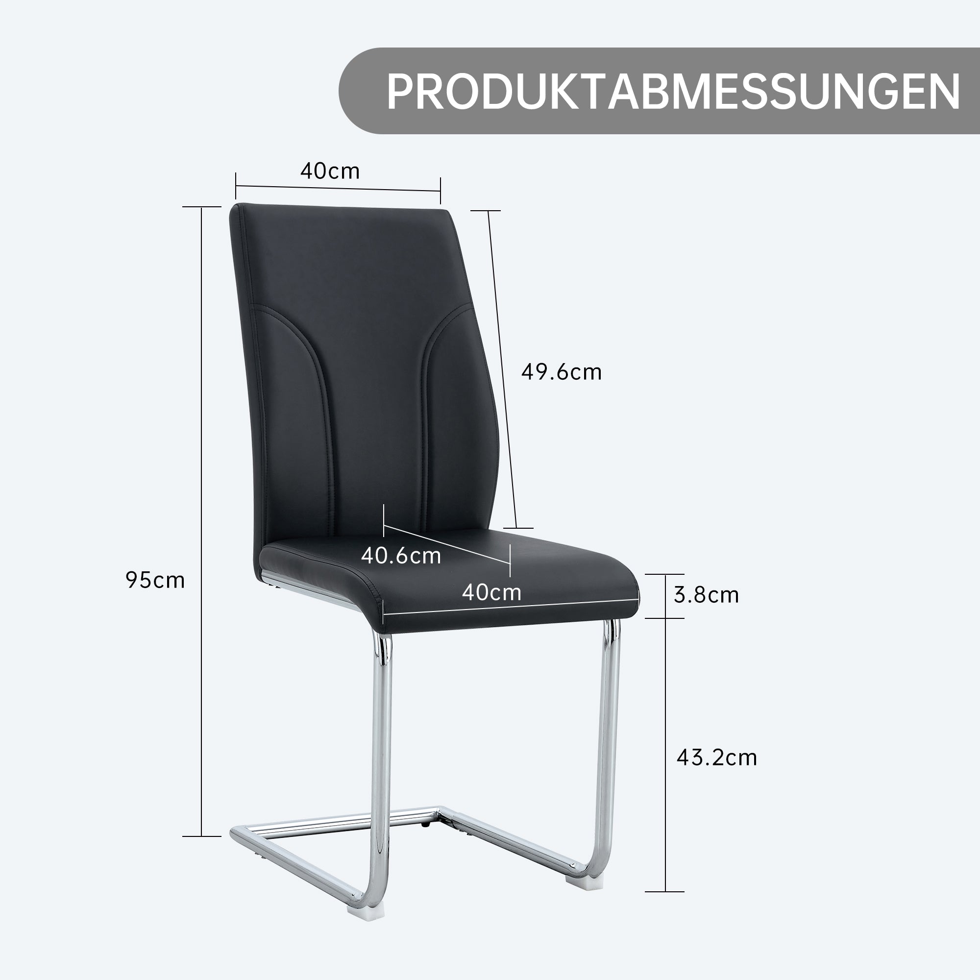 Logidon eetkamerstoelen zwart PU kunstleer set van 2 met zilverkleurig frame