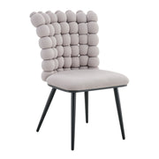 Logidon lichtgrijze fluwelen eetkamerstoelen met kogelketting rugleuning set van 2