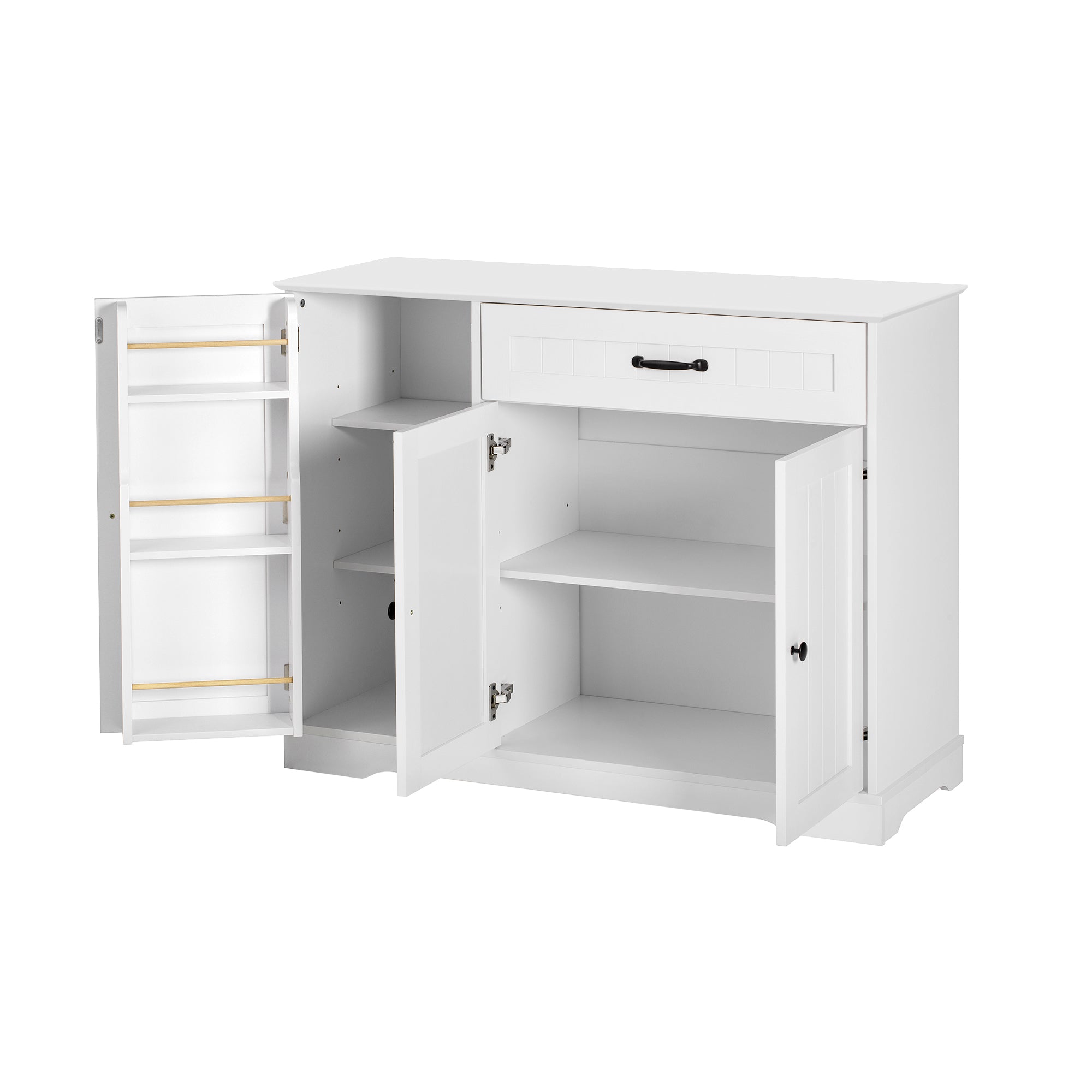 Logidon dressoir wit - 3 deuren, 1 lade, moderne buffetkast 107 cm