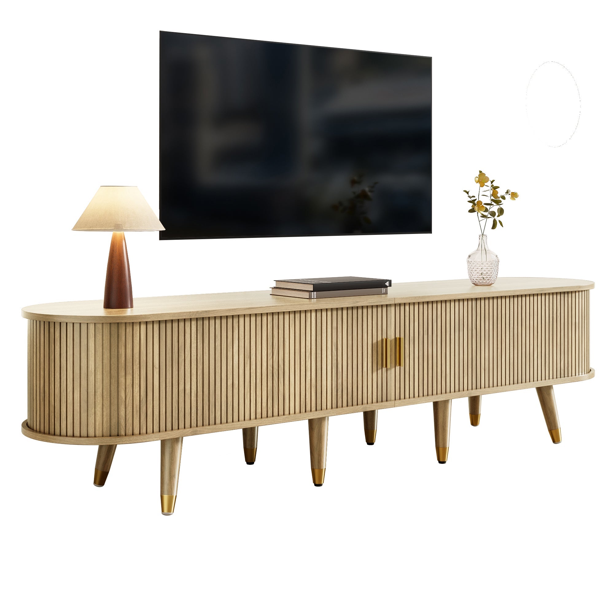 Logidon TV-meubel met schuifdeuren 175 centimeter bruin MDF lowboard