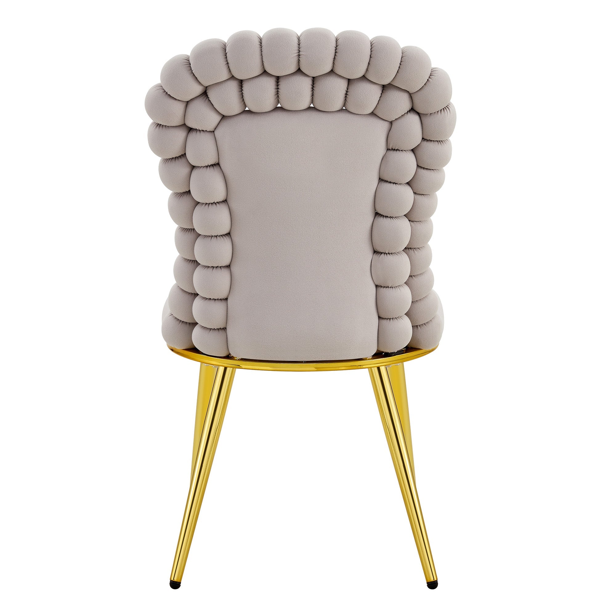 Logidon Set van 2 lichtgrijze fluwelen eetkamerstoelen met rugleuning met kogelketting