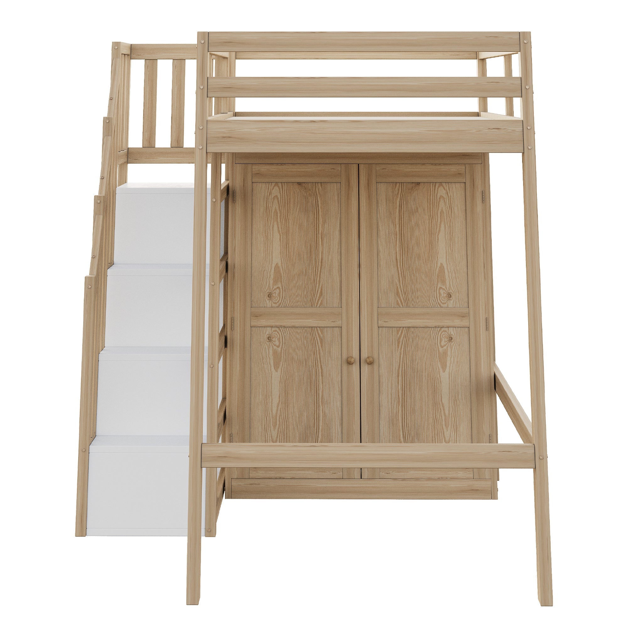 Logidon hoogslaper 90x200 cm opbergruimte veiligheidsladder massief hout