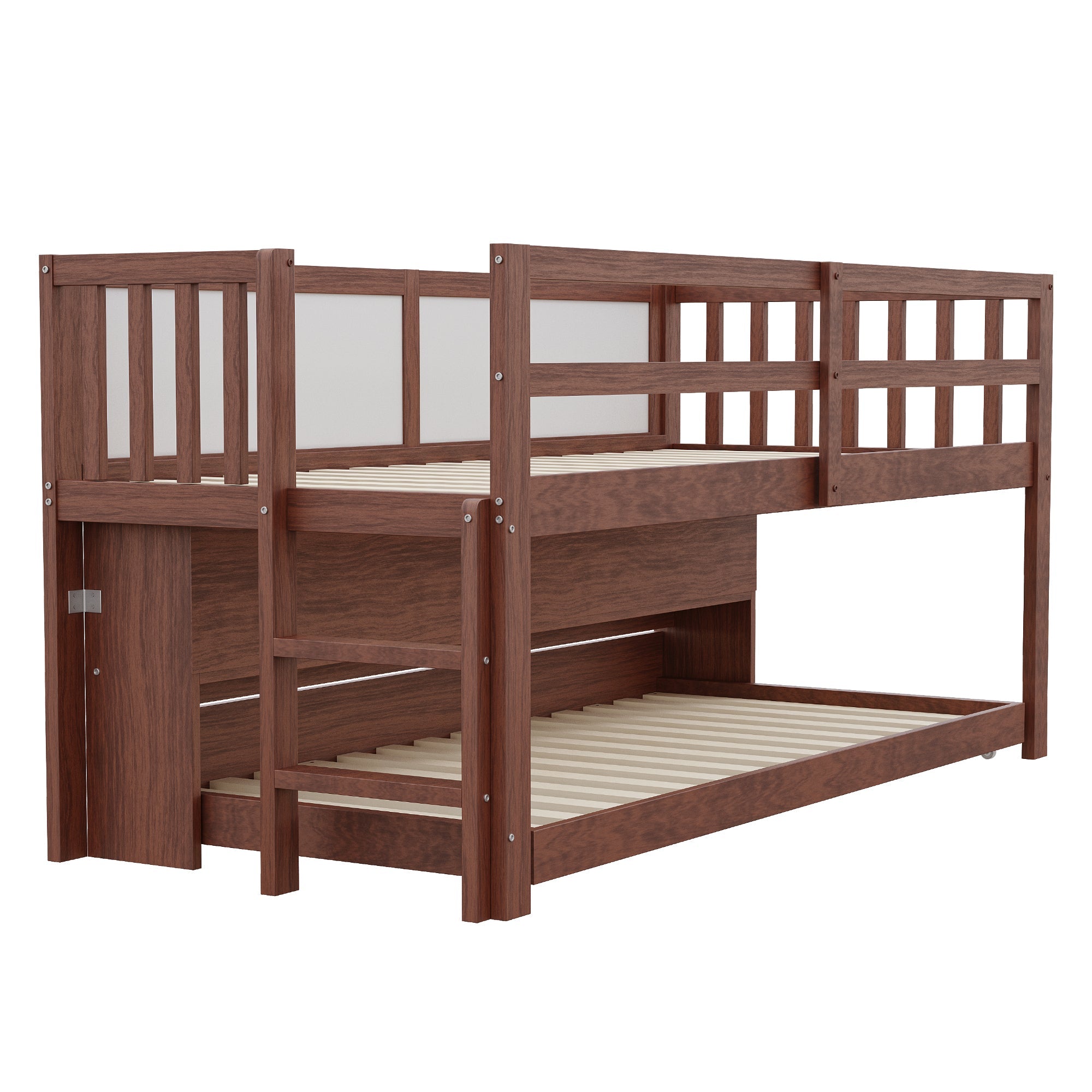 Logidon House Bed 90x200 Bruin Uitschuifbare onderbed-klimladder