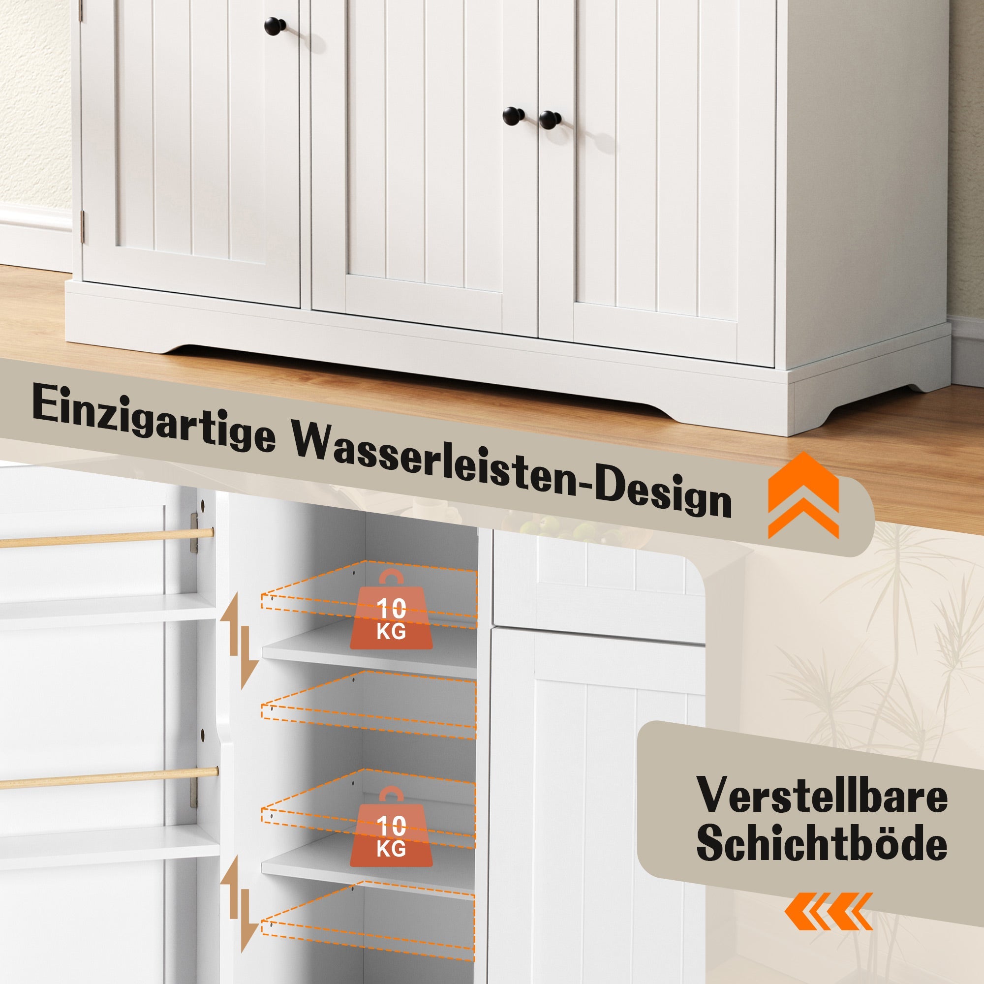 Logidon dressoir wit - 3 deuren, 1 lade, moderne buffetkast 107 cm