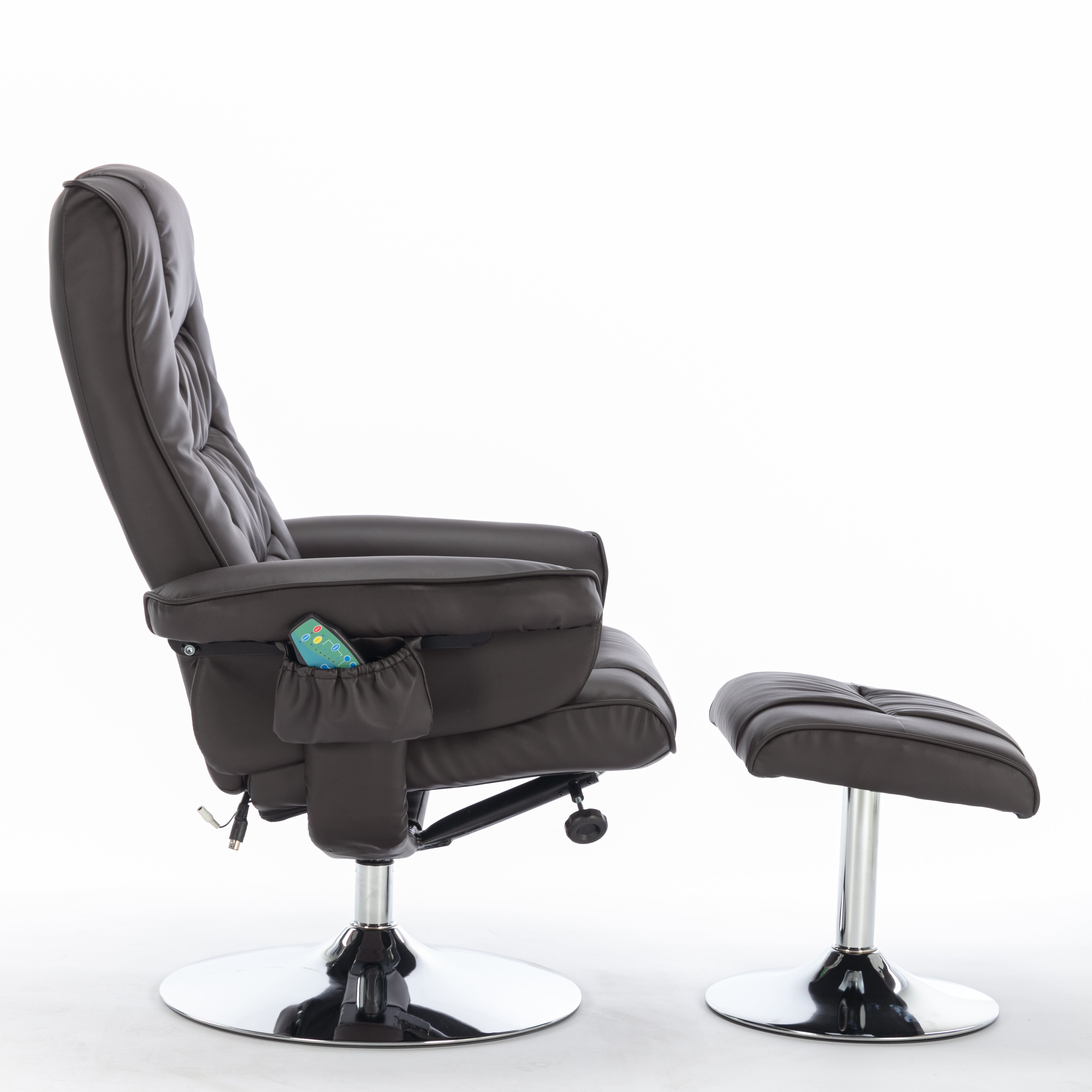 Logidon PU kunstleer massage relaxstoel met voetenbank bruin