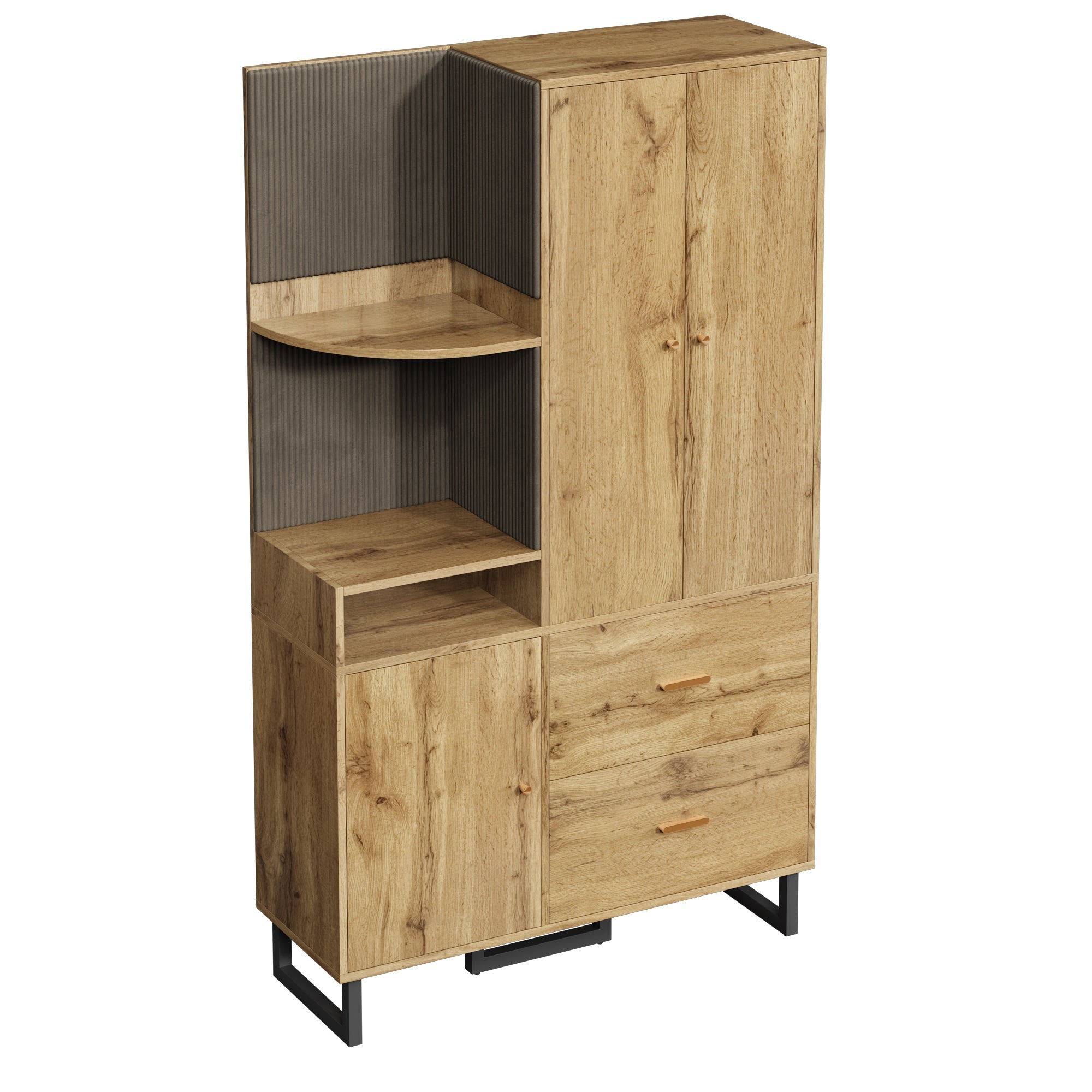 Logidon compacte kledingkast gewatteerde panelen 110 x 186 x 38 cm houtlook