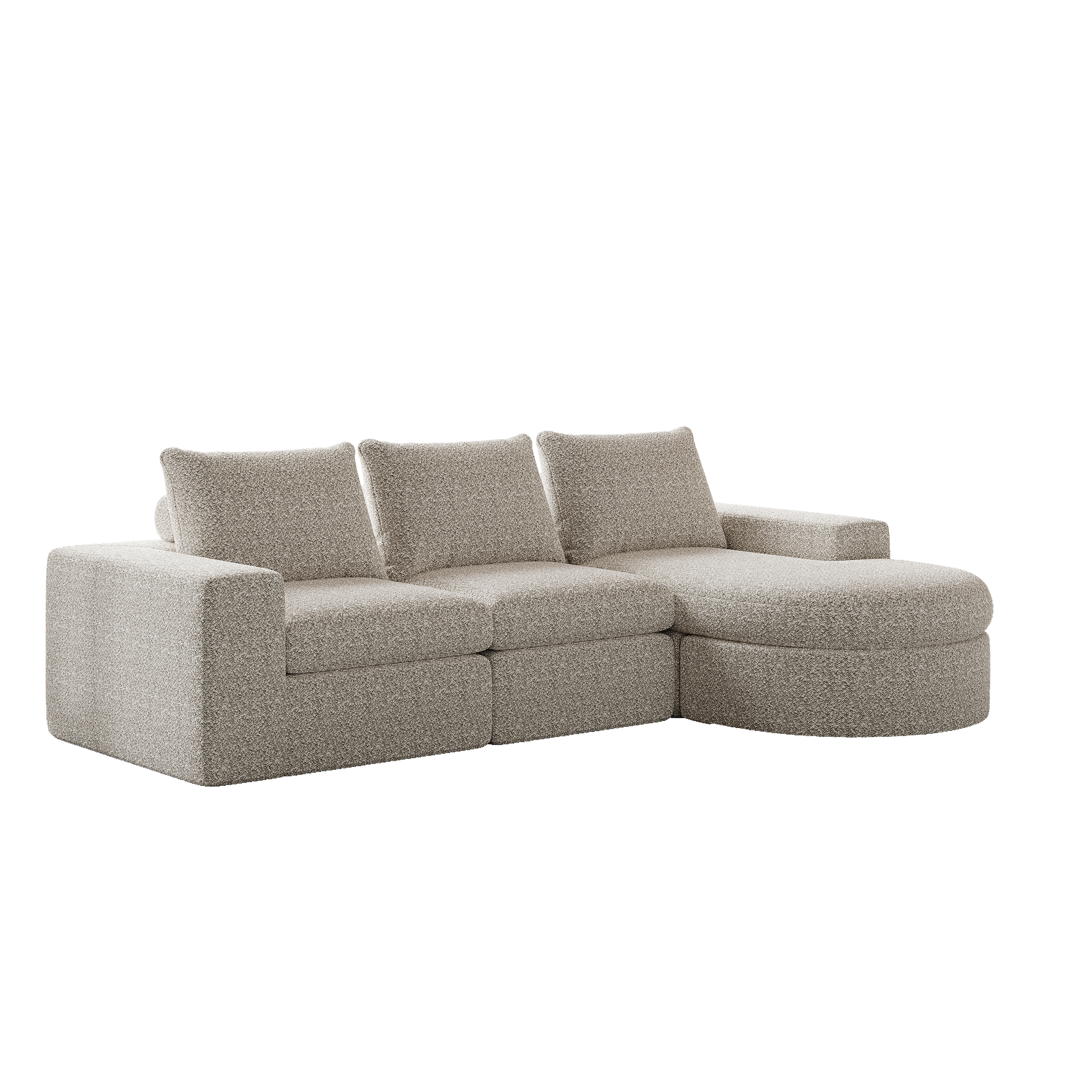 Logidon Modulair Chenille Sofa 3-zits Hoekbank Ligstoel Beige