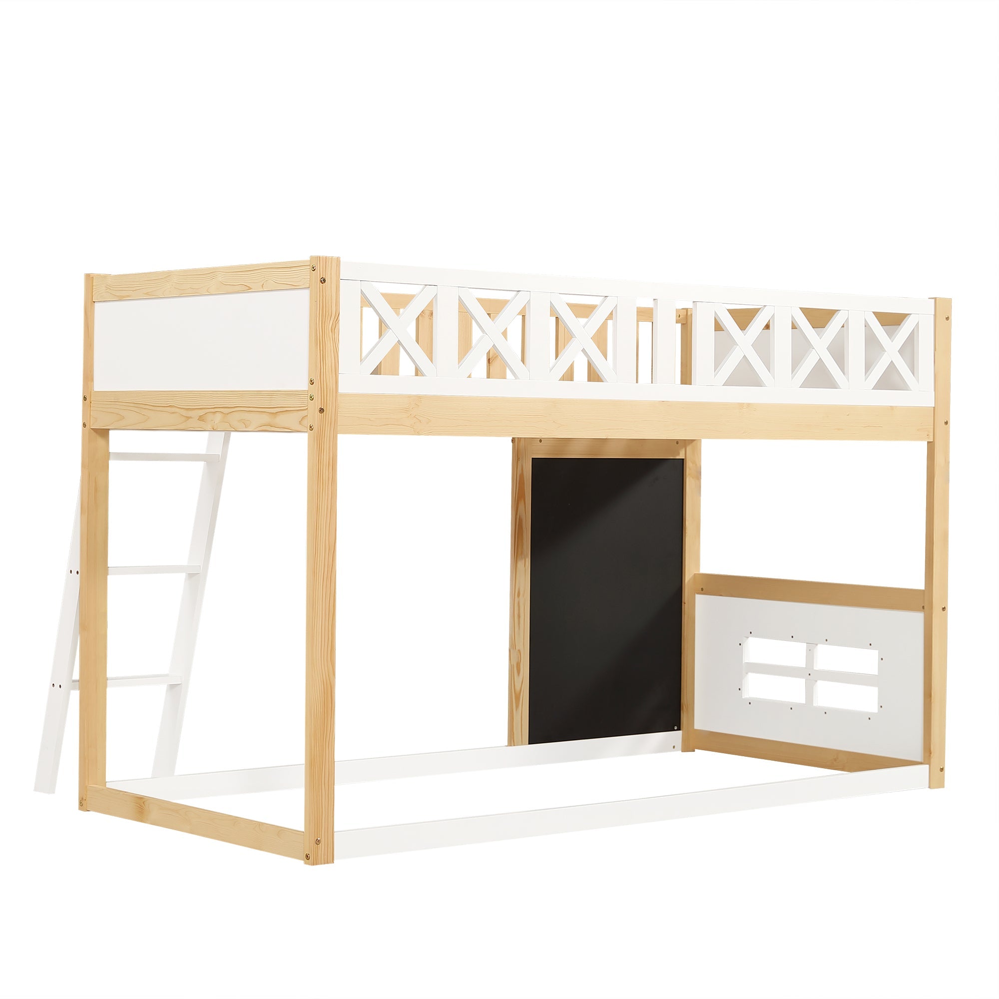 Logidon Kinderhoogslaper 90x200 met plankruimte en opbergruimte wit-naturel