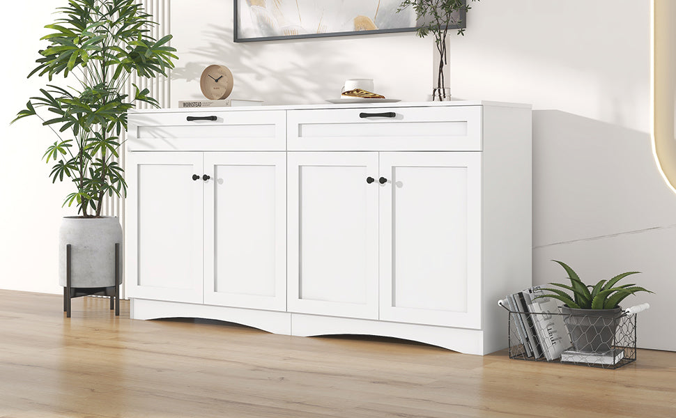 Logidon Dressoir 160 x 40 x 85 cm – Wit dressoir met 2 lades