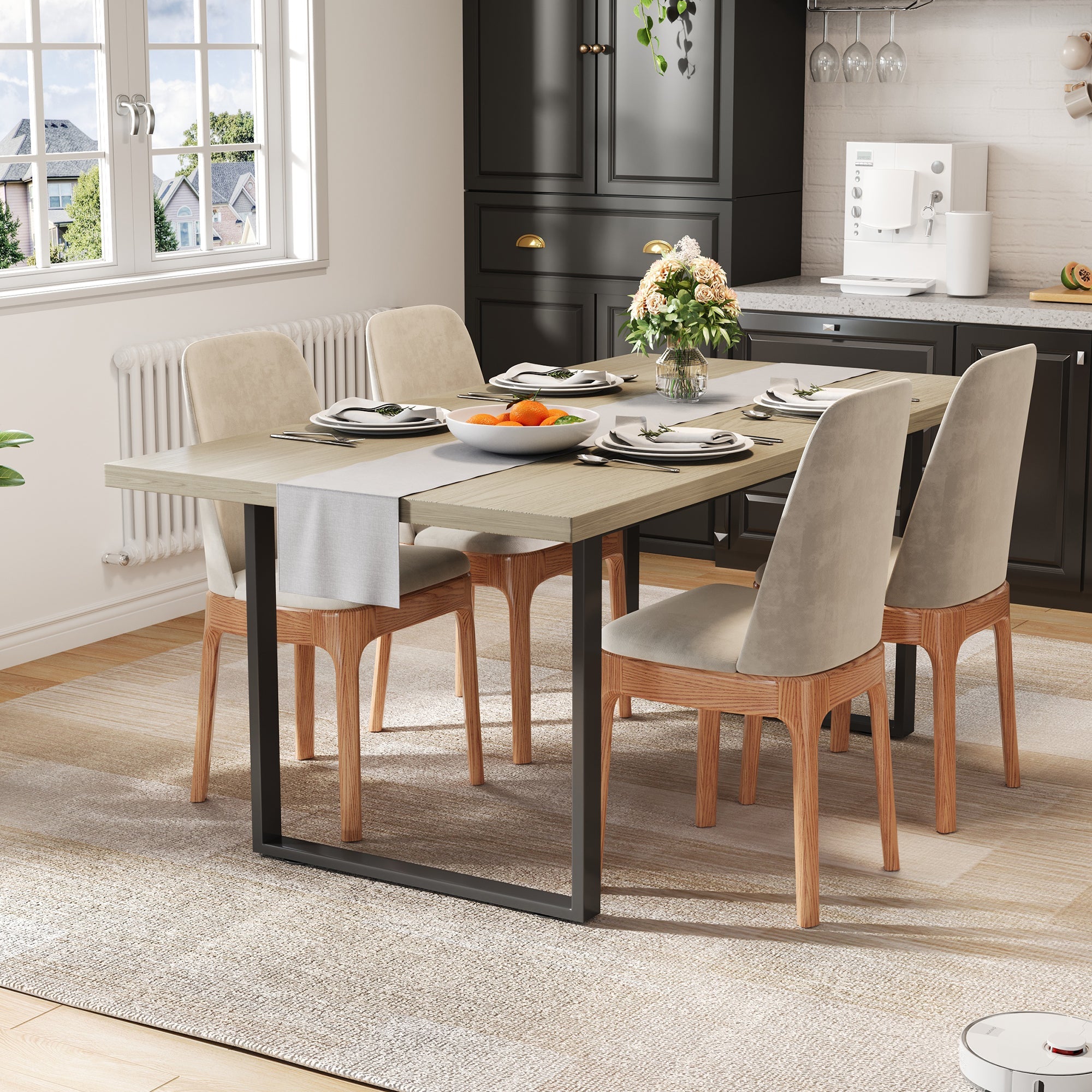 Logidon eettafel 160x80 cm industriële houtlook, metalen frame