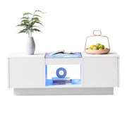Logidon Witte Salontafel 100x50x35,5 cm Met Glazen Paneel LED
