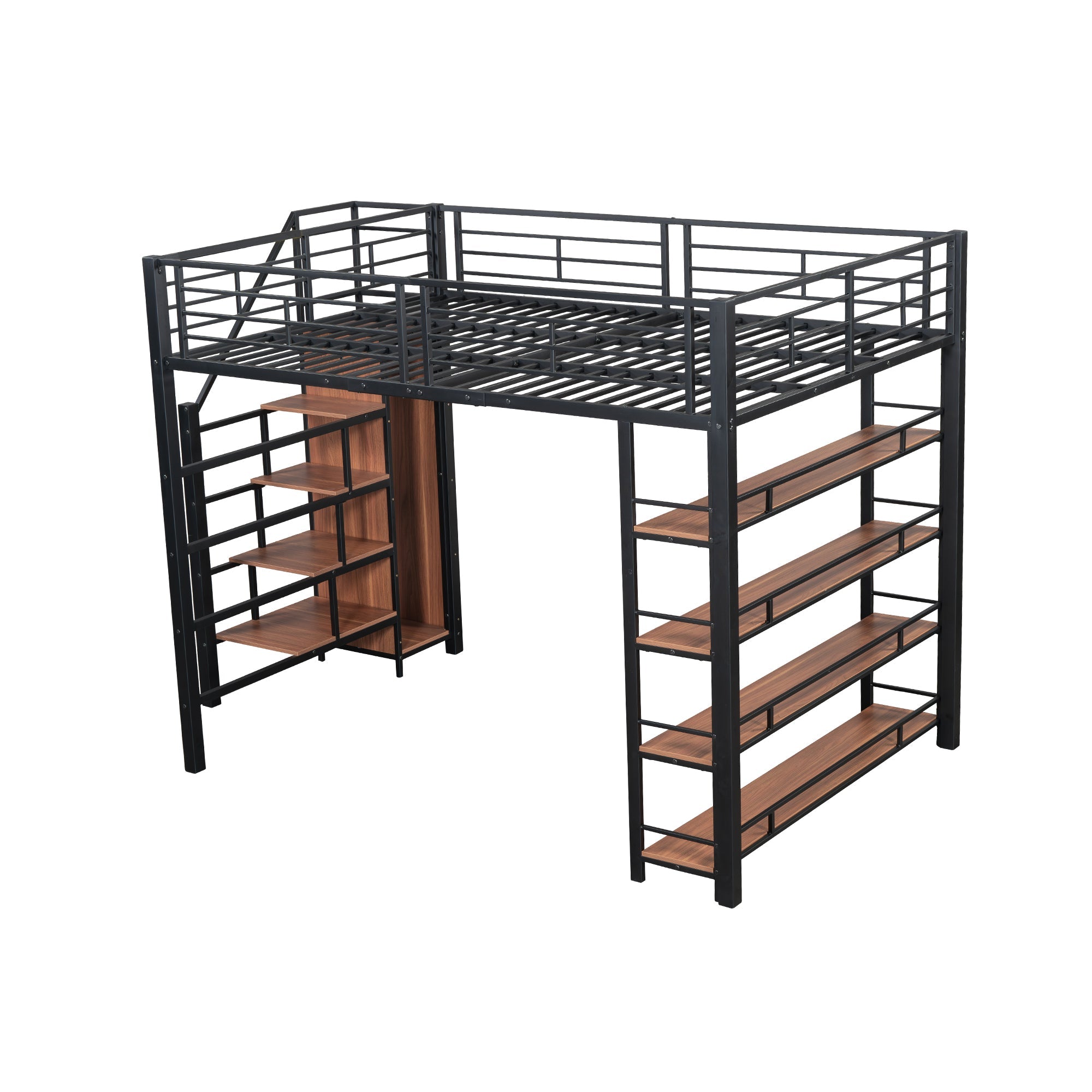 Logidon hoogslaper 140x200 met veiligheidstrap en opbergruimte zwart
