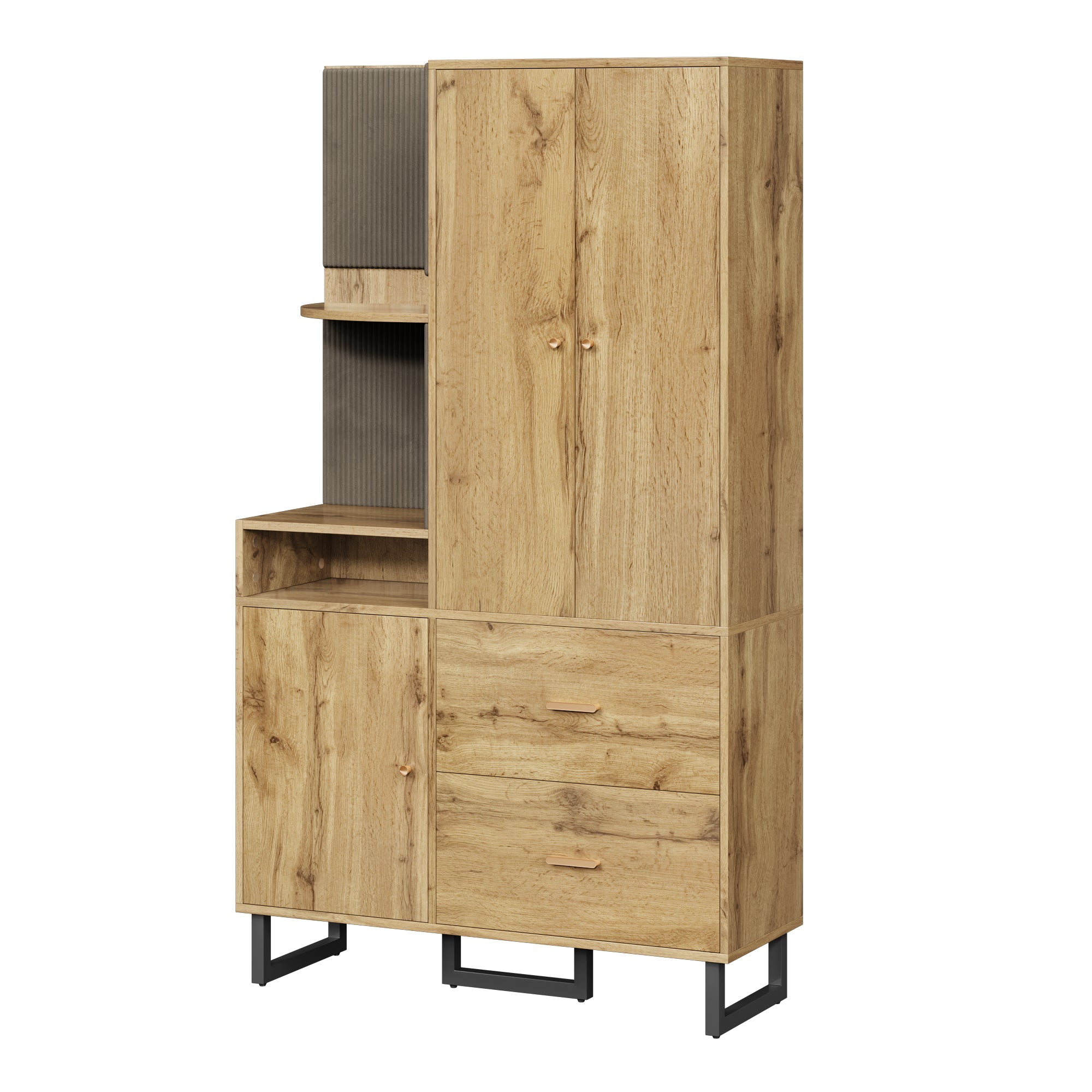 Logidon compacte kledingkast gewatteerde panelen 110 x 186 x 38 cm houtlook