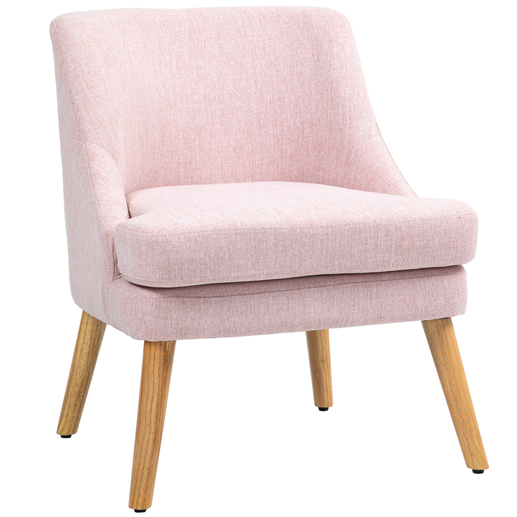 Logidon loungestoel roze linnenlook bekleed met houten poten