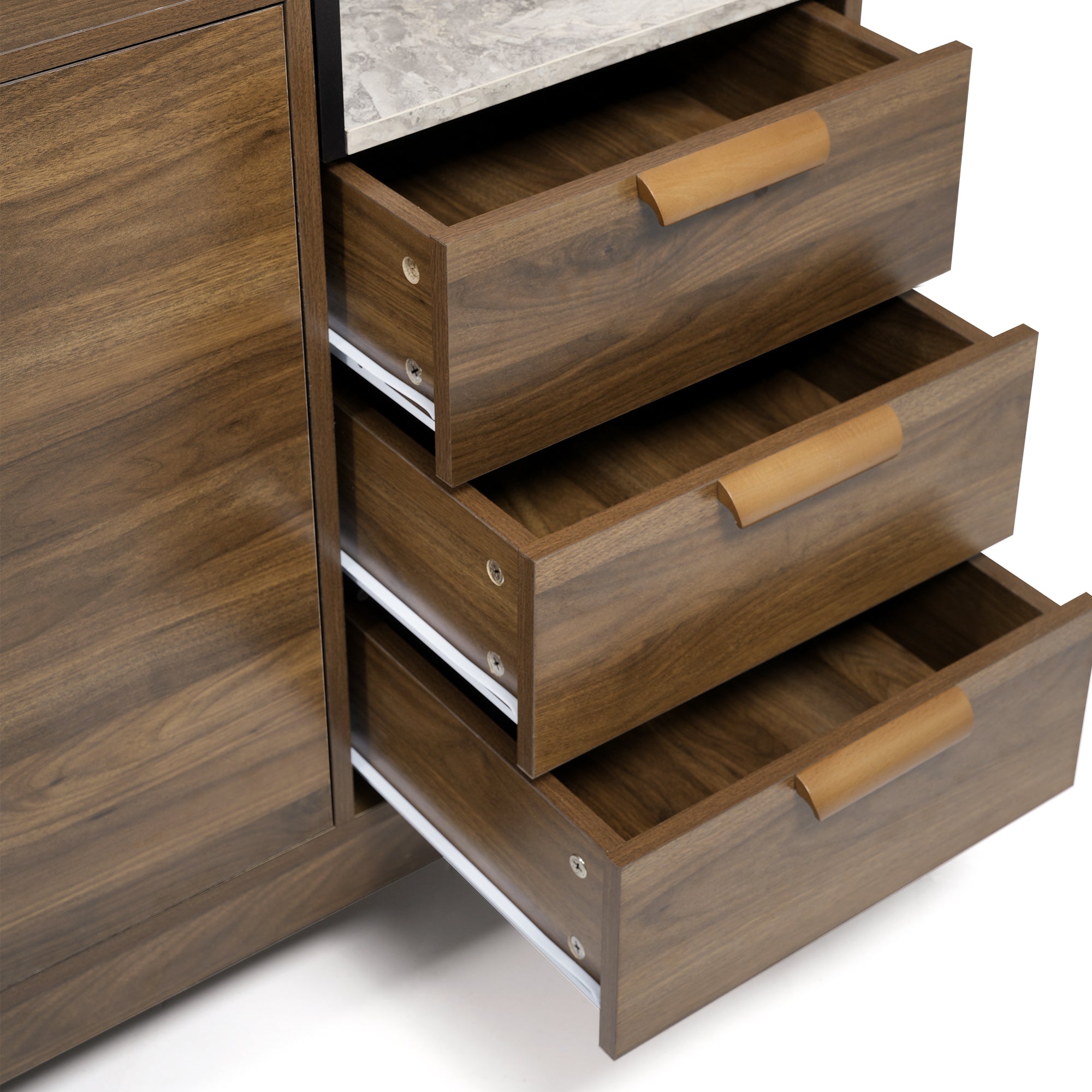 Logidon woonkamer ladekast eiken decor marmerlook blad 3 lades