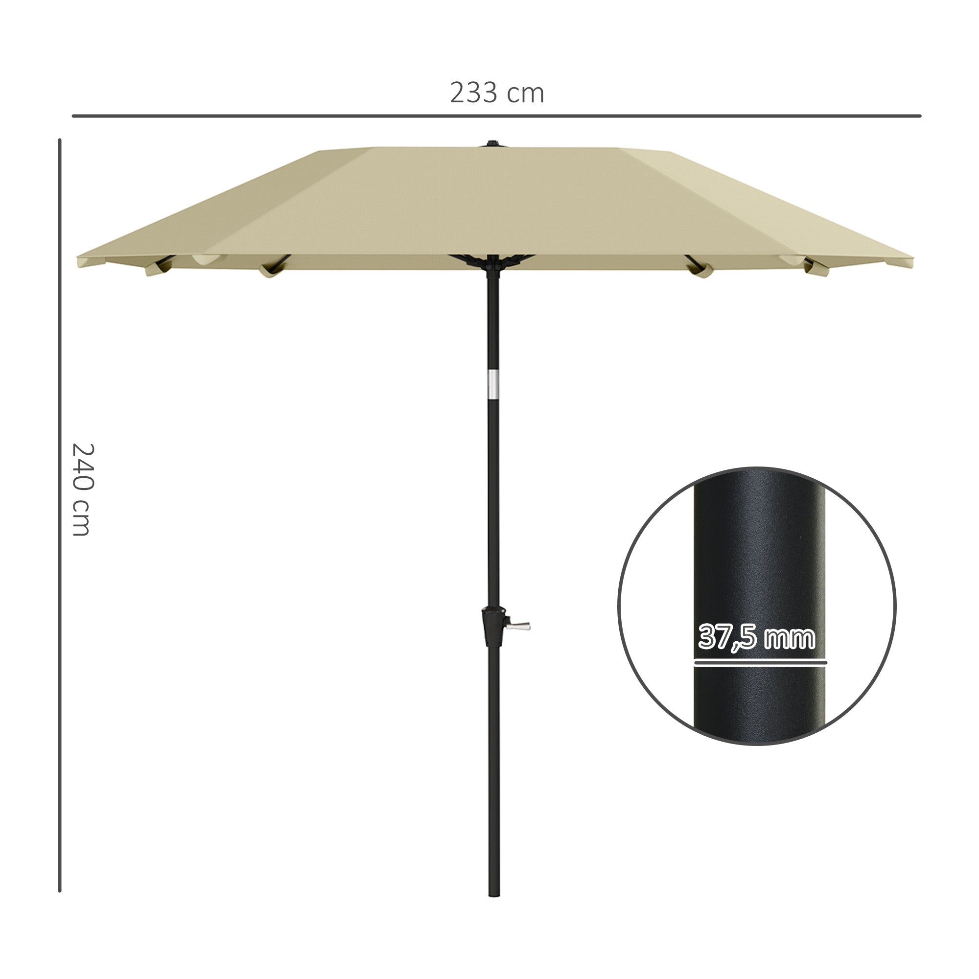 Logidon parasol 233 cm beige achthoekig met klapfunctie
