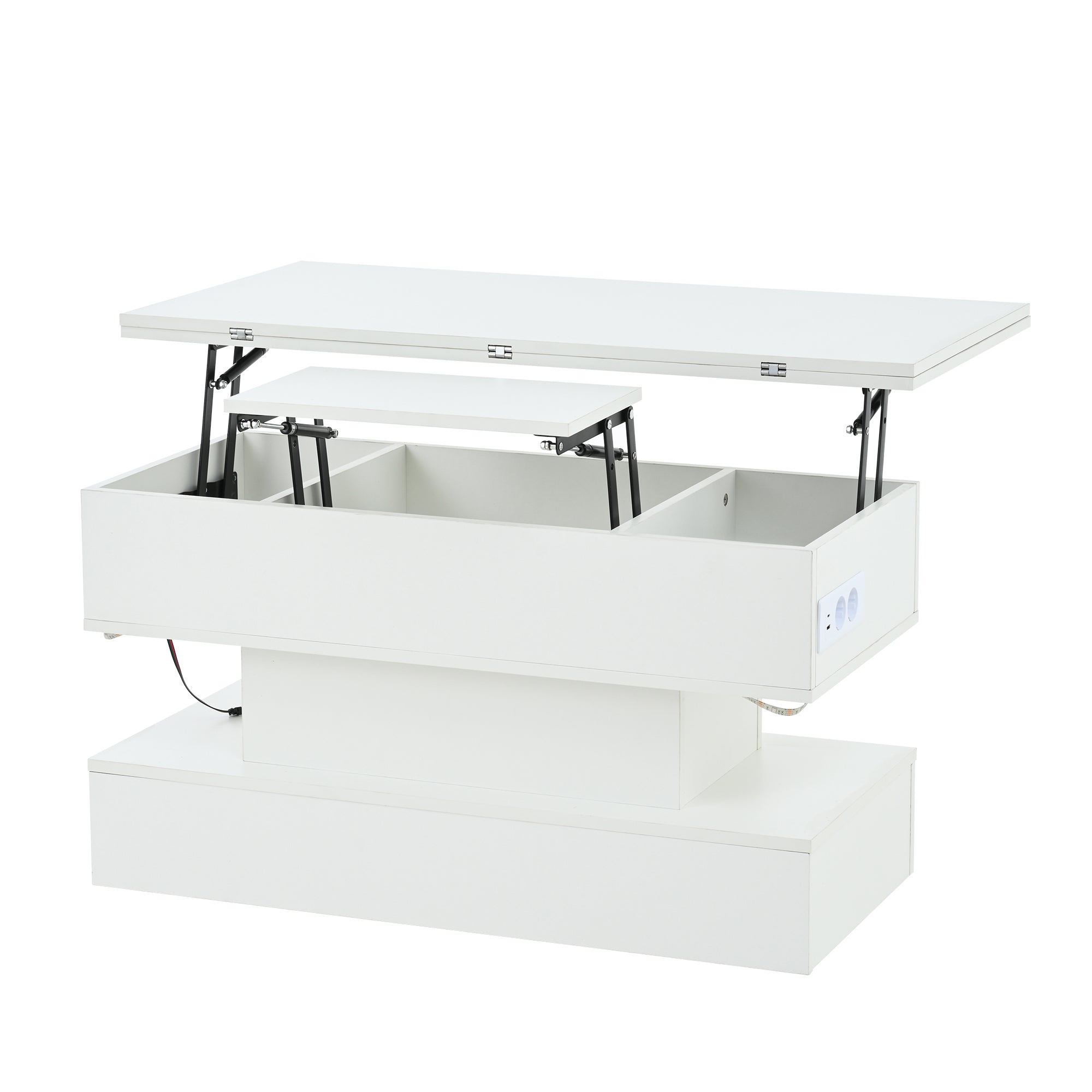 Logidon salontafel met USB-C oplaadaansluiting en LED-licht, in hoogte verstelbaar
