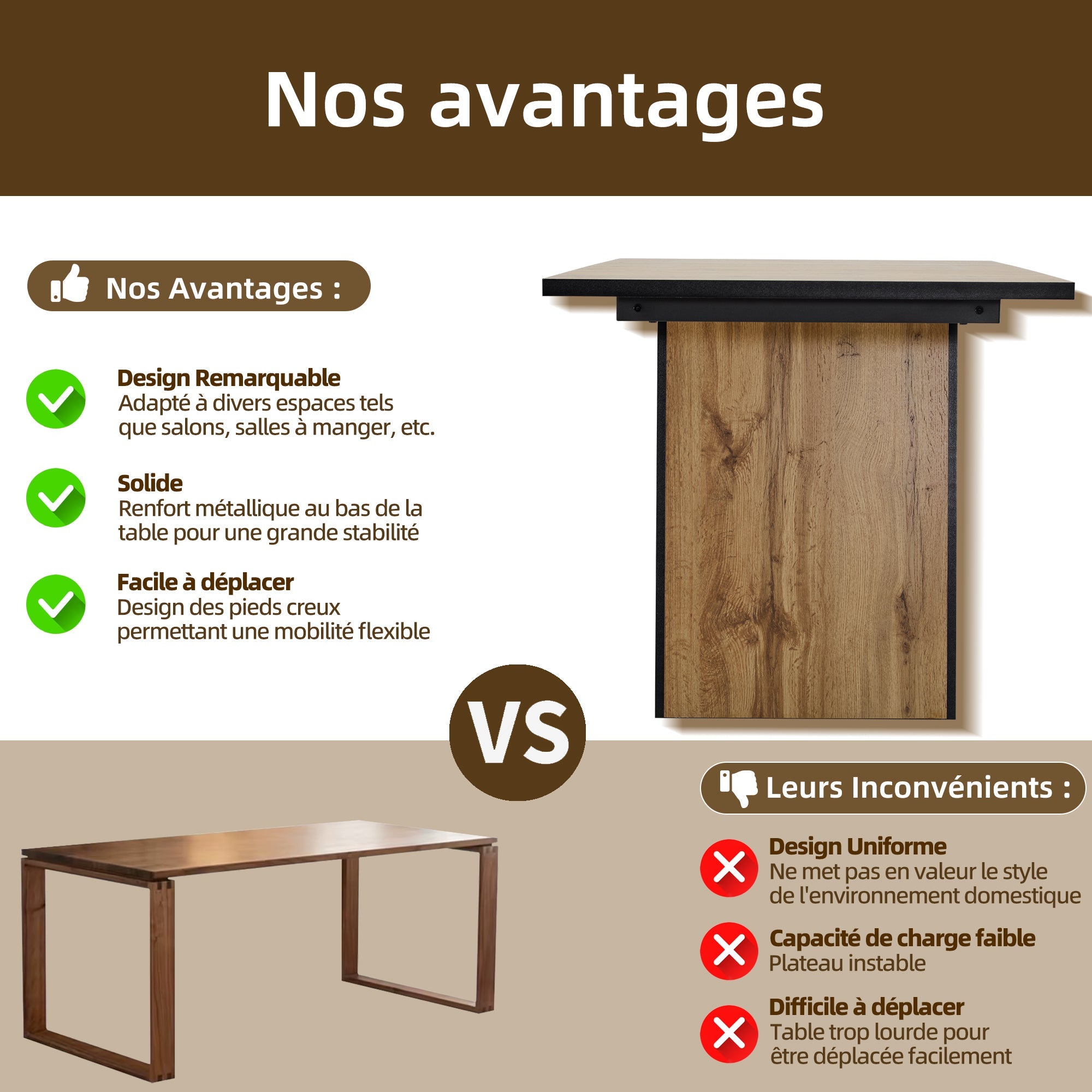 Logidon Modern dining table bistro table 138x80x75 cm MDF light brown