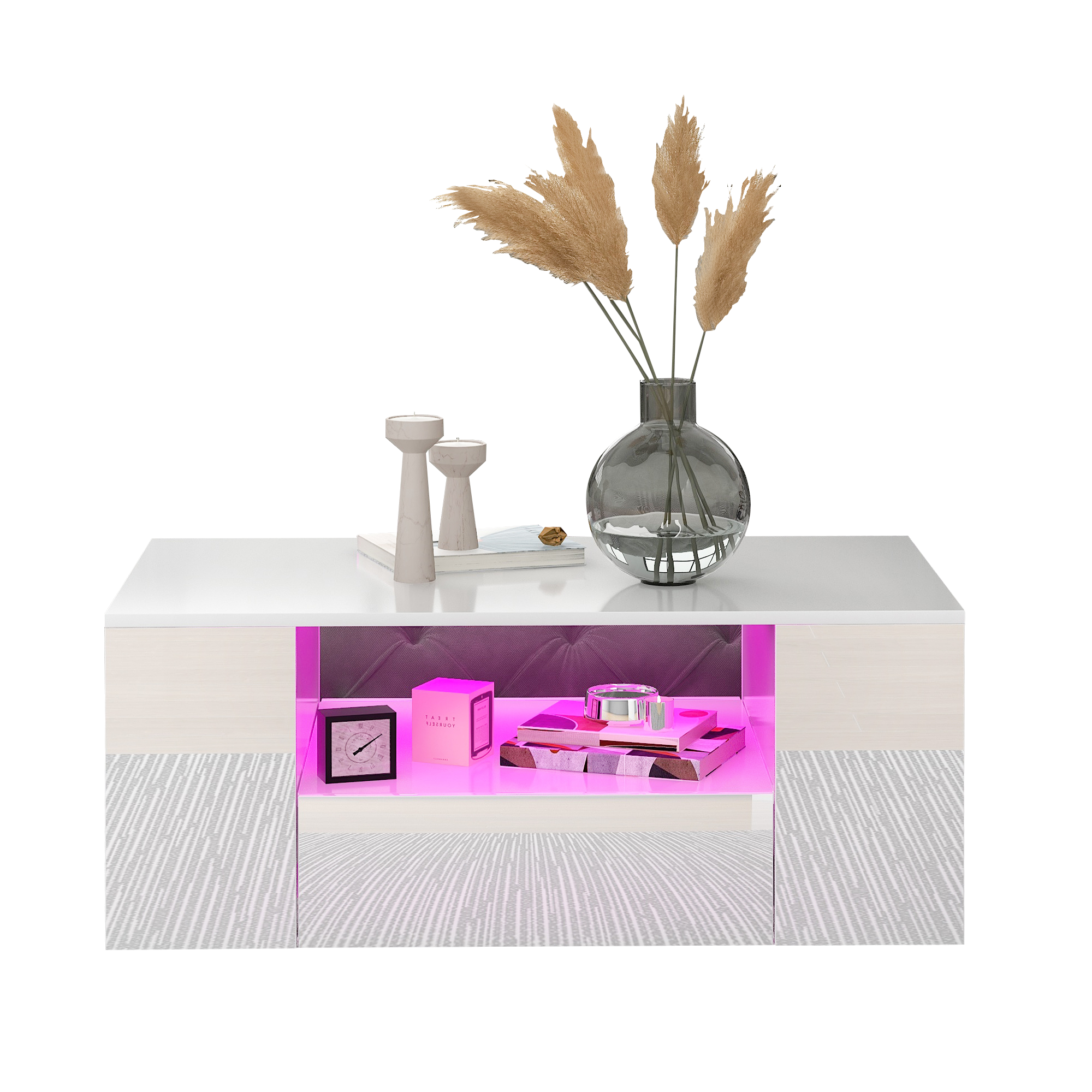 Logidon Moderne hoogglans salontafel wit 95x53x37 cm 2 lades