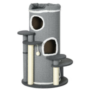 Logidon kattenkrabton 99 cm met kattenmand en speelbal grijs