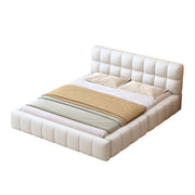 Logidon gestoffeerd bed 140x200 beige zachte rugleuning gestoffeerde rand