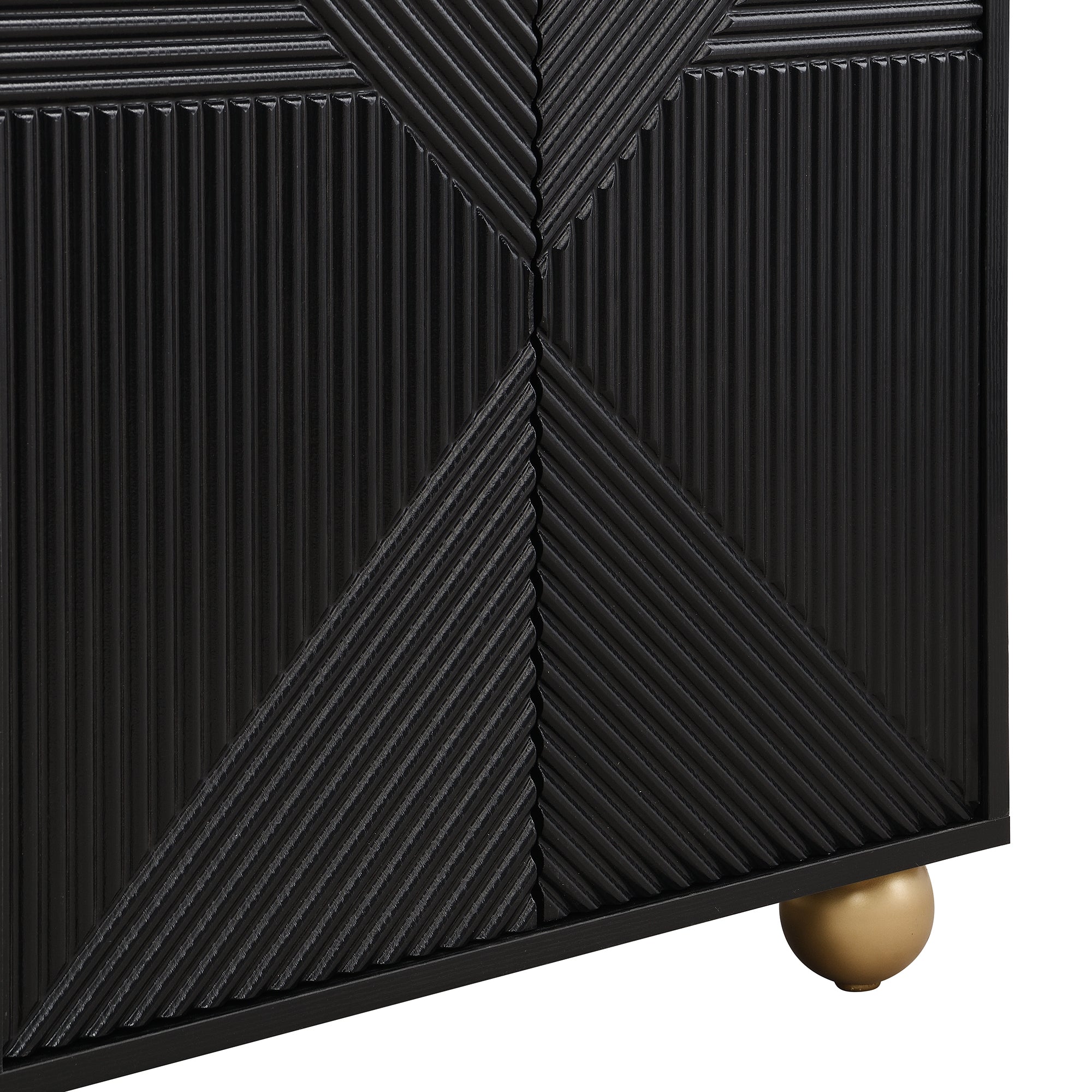 Logidon Dressoir 120 cm Zwart met Vier Deuren en Gouden Handgrepen