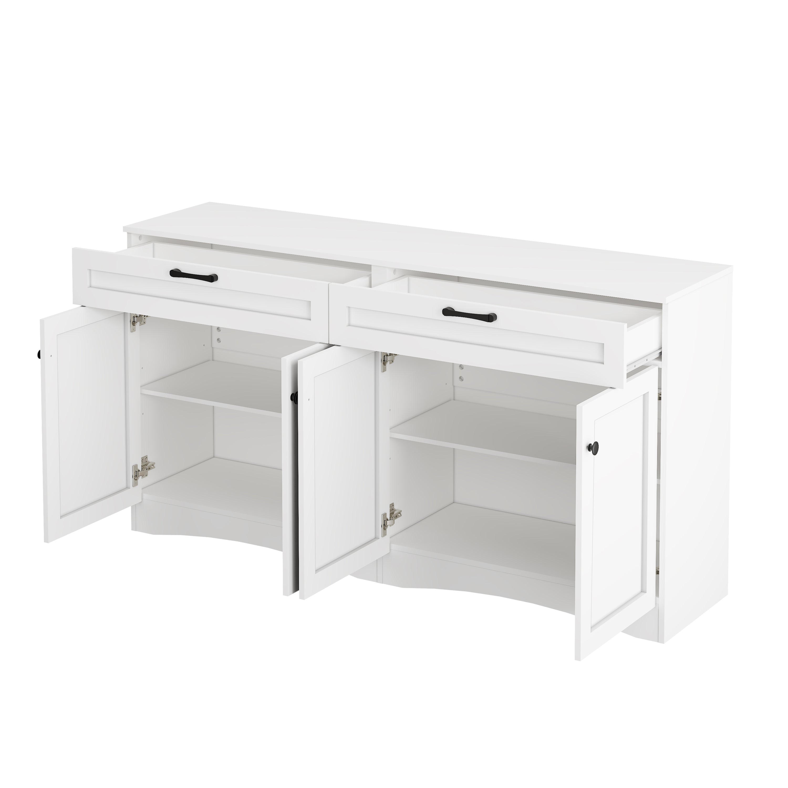 Logidon Dressoir 160 x 40 x 85 cm – Wit dressoir met 2 lades