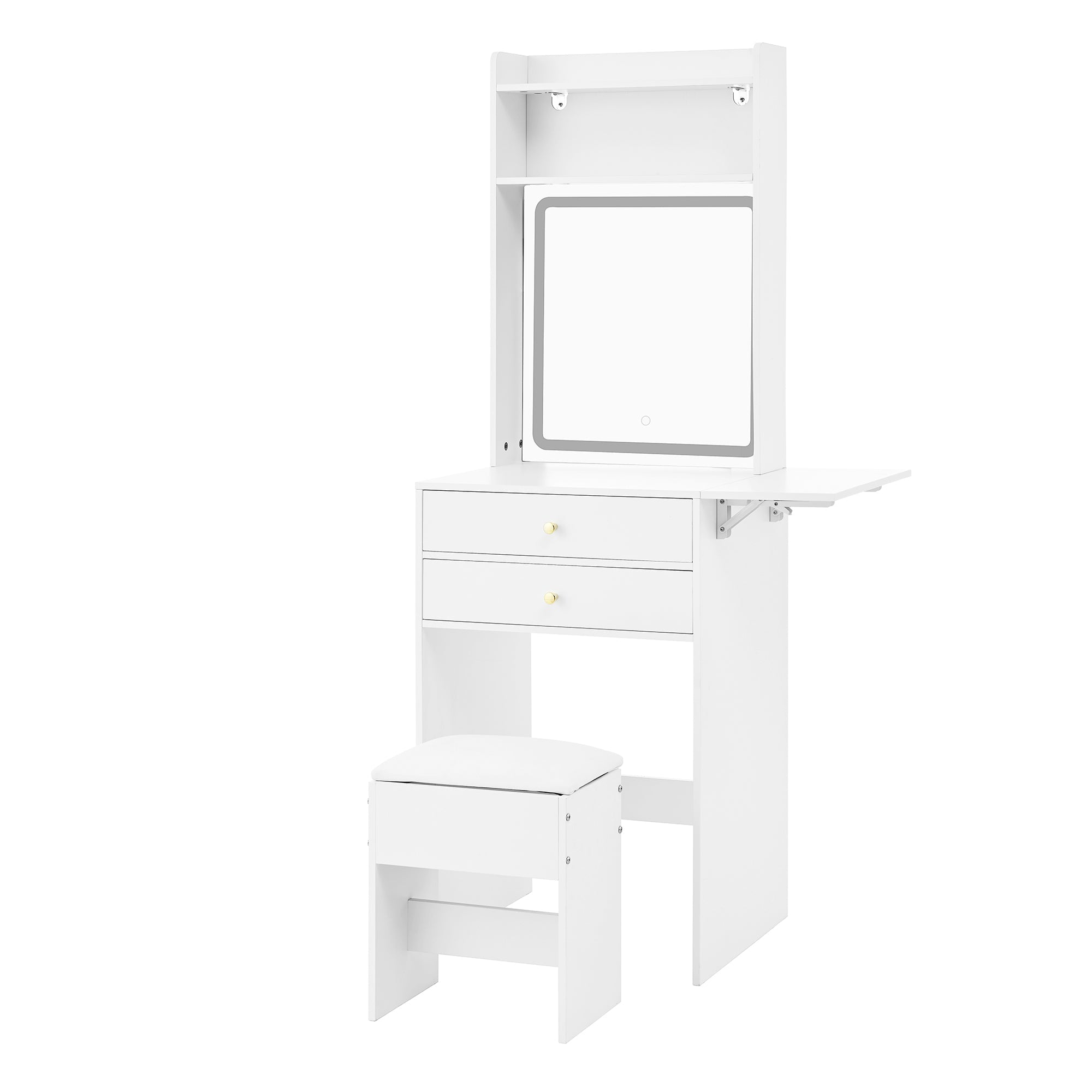 Logidon Kaptafel Verstelbaar LED-verlichting Wit 75×156×45 cm